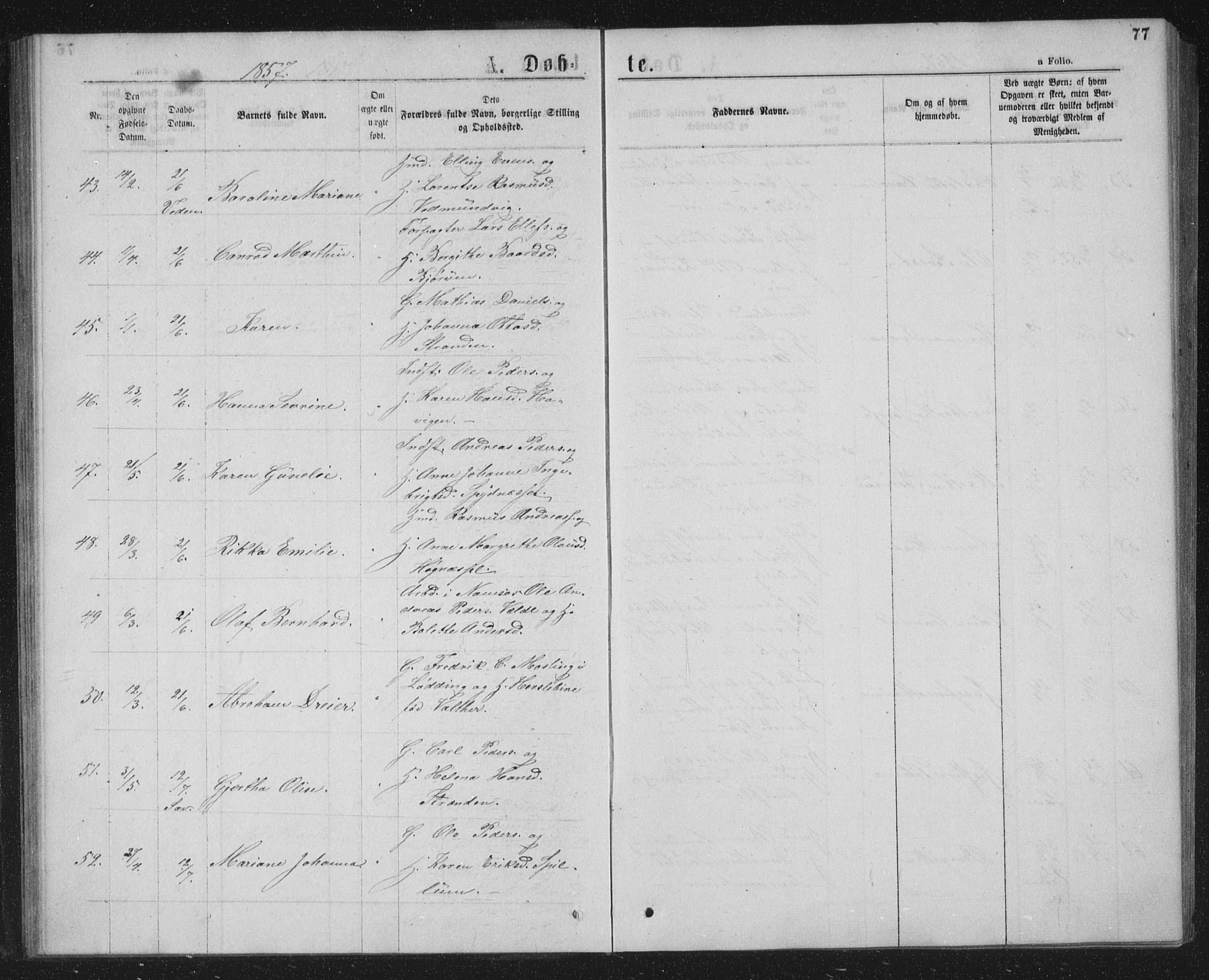 Ministerialprotokoller, klokkerbøker og fødselsregistre - Nord-Trøndelag, AV/SAT-A-1458/768/L0566: Parish register (official) no. 768A01, 1836-1865, p. 77