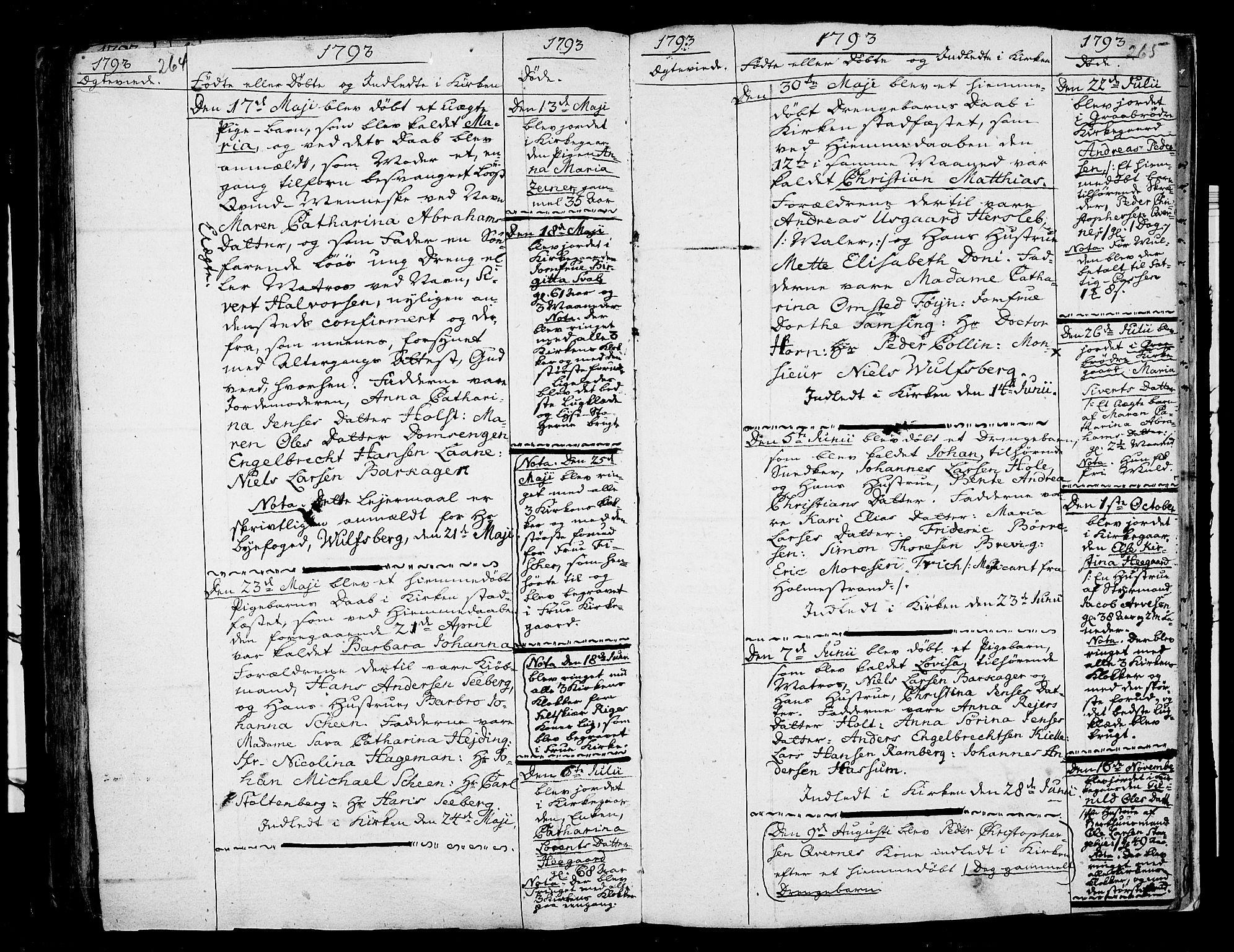 Tønsberg kirkebøker, AV/SAKO-A-330/F/Fb/L0001: Parish register (official) no. II 1, 1690-1796, p. 264-265