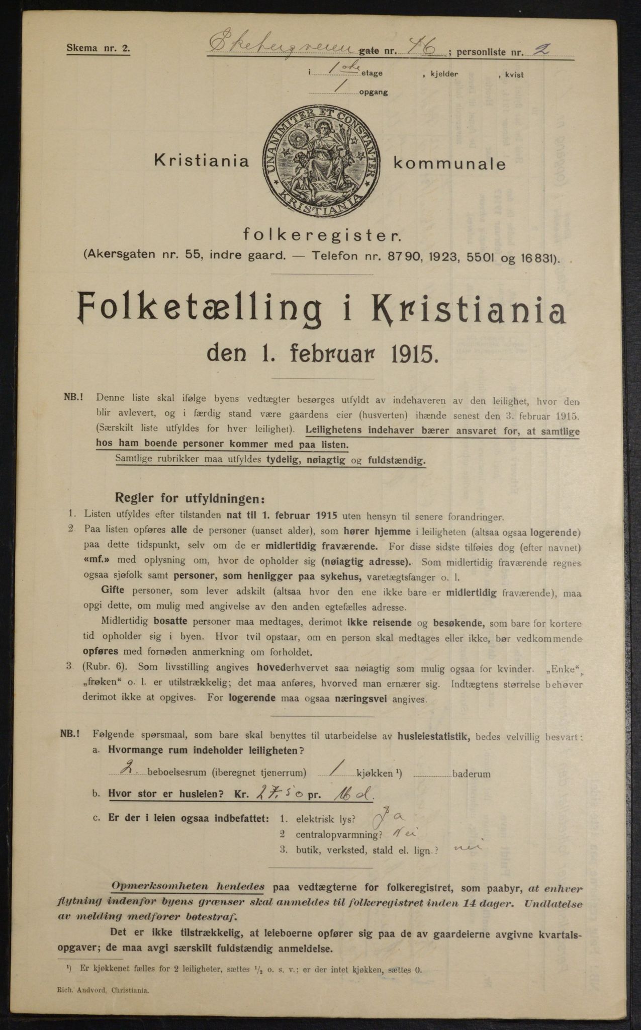 OBA, Municipal Census 1915 for Kristiania, 1915, p. 19982