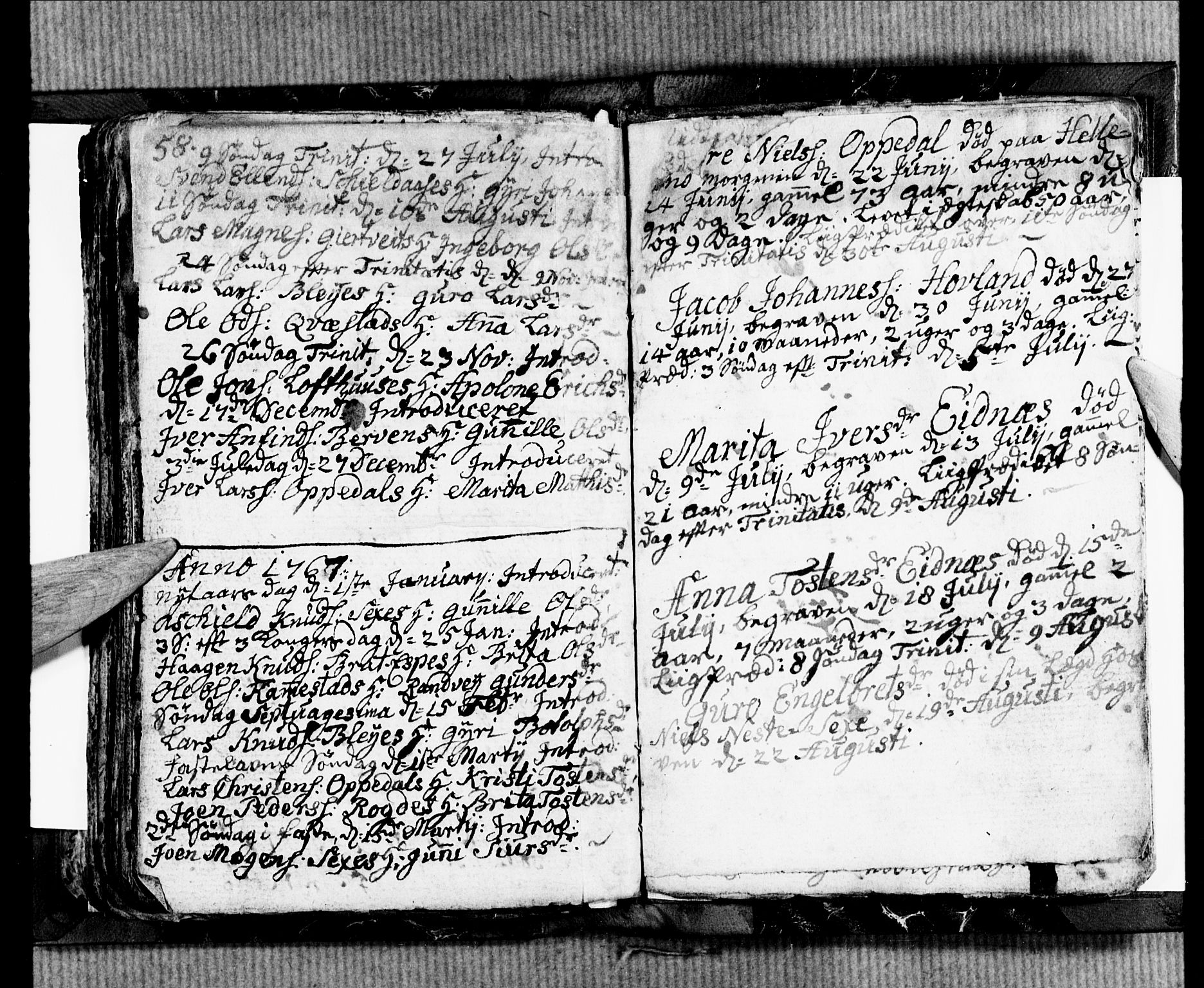 Ullensvang sokneprestembete, SAB/A-78701/H/Hab: Parish register (copy) no. B 2, 1766-1768, p. 58-59