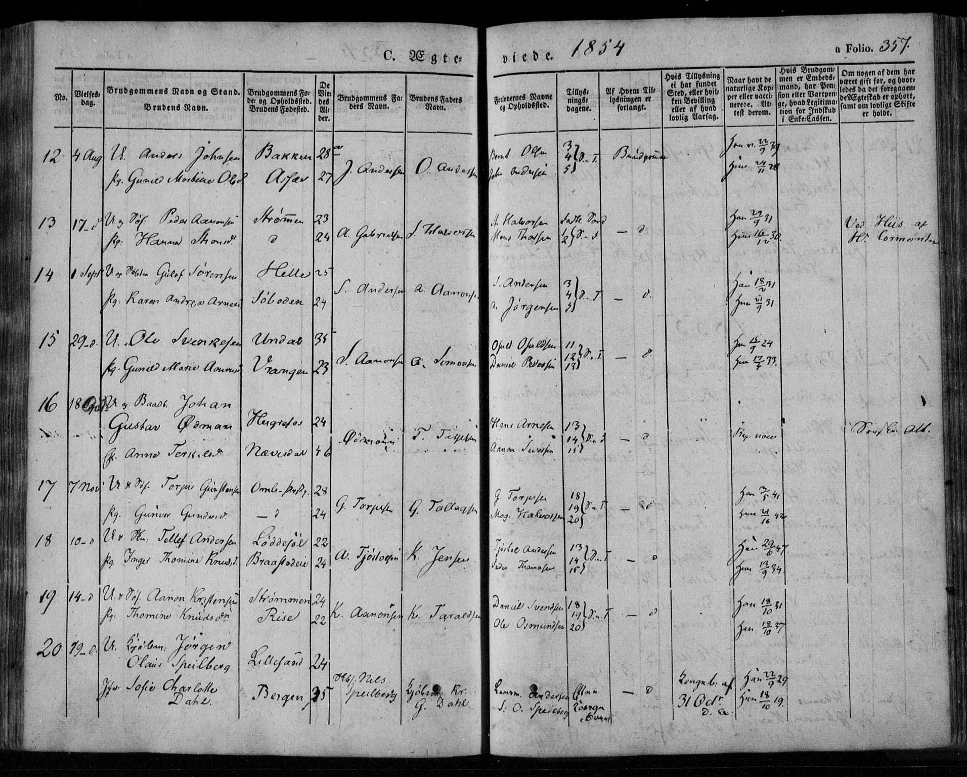 Øyestad sokneprestkontor, AV/SAK-1111-0049/F/Fa/L0014: Parish register (official) no. A 14, 1843-1856, p. 357