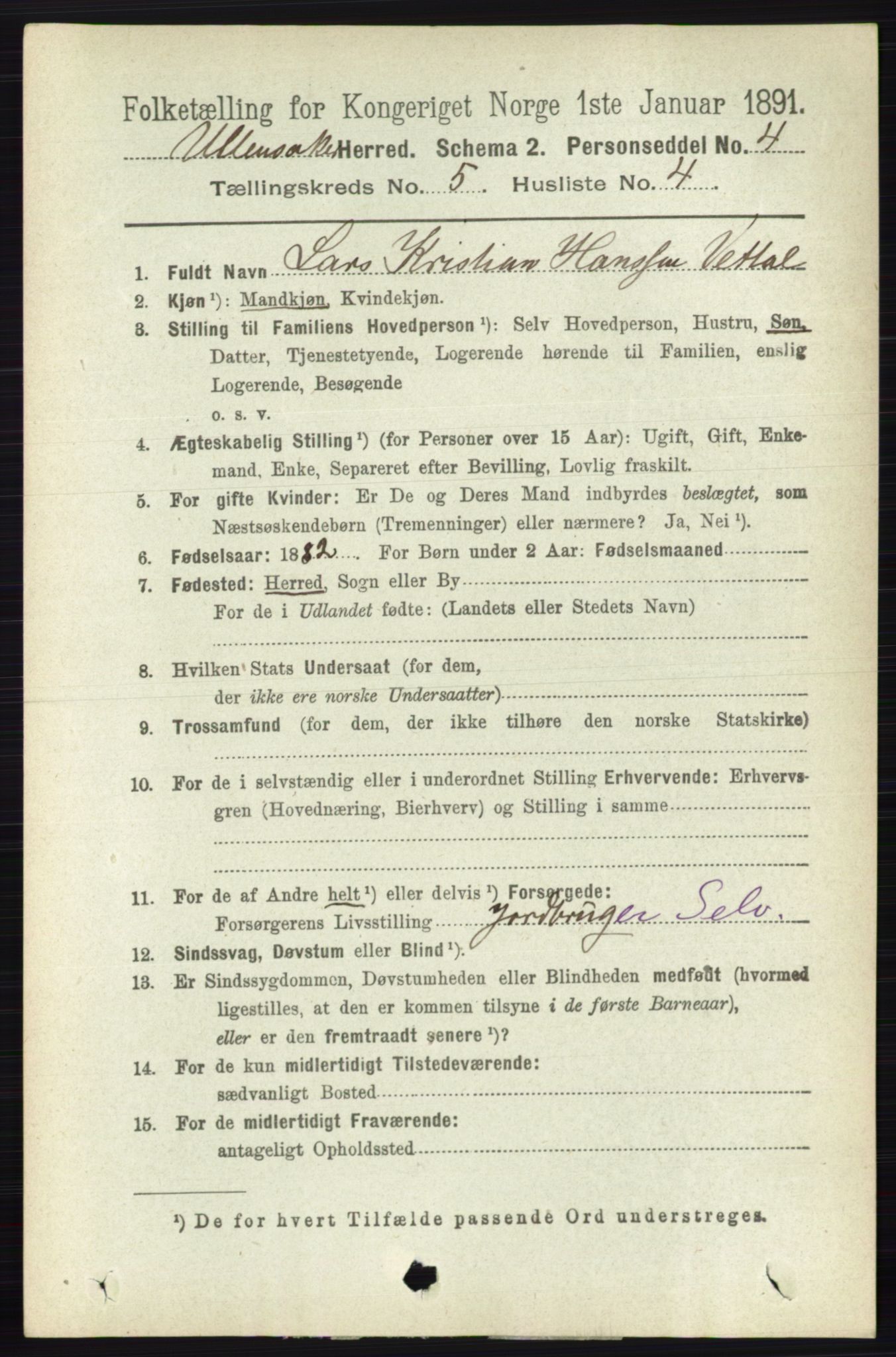 RA, 1891 census for 0235 Ullensaker, 1891, p. 2114