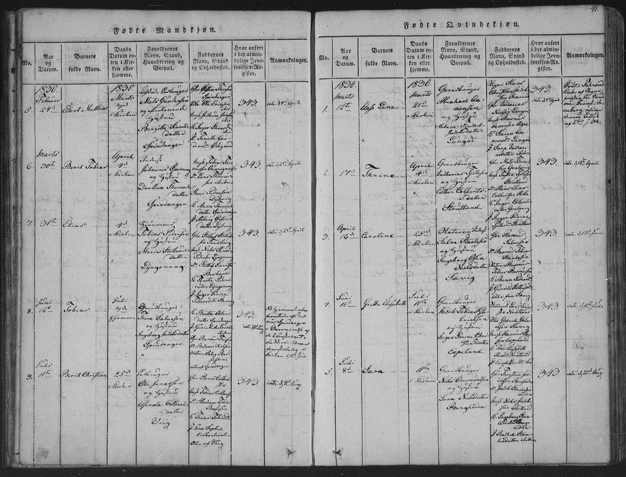 Herad sokneprestkontor, AV/SAK-1111-0018/F/Fa/Fab/L0002: Parish register (official) no. A 2, 1816-1844, p. 41