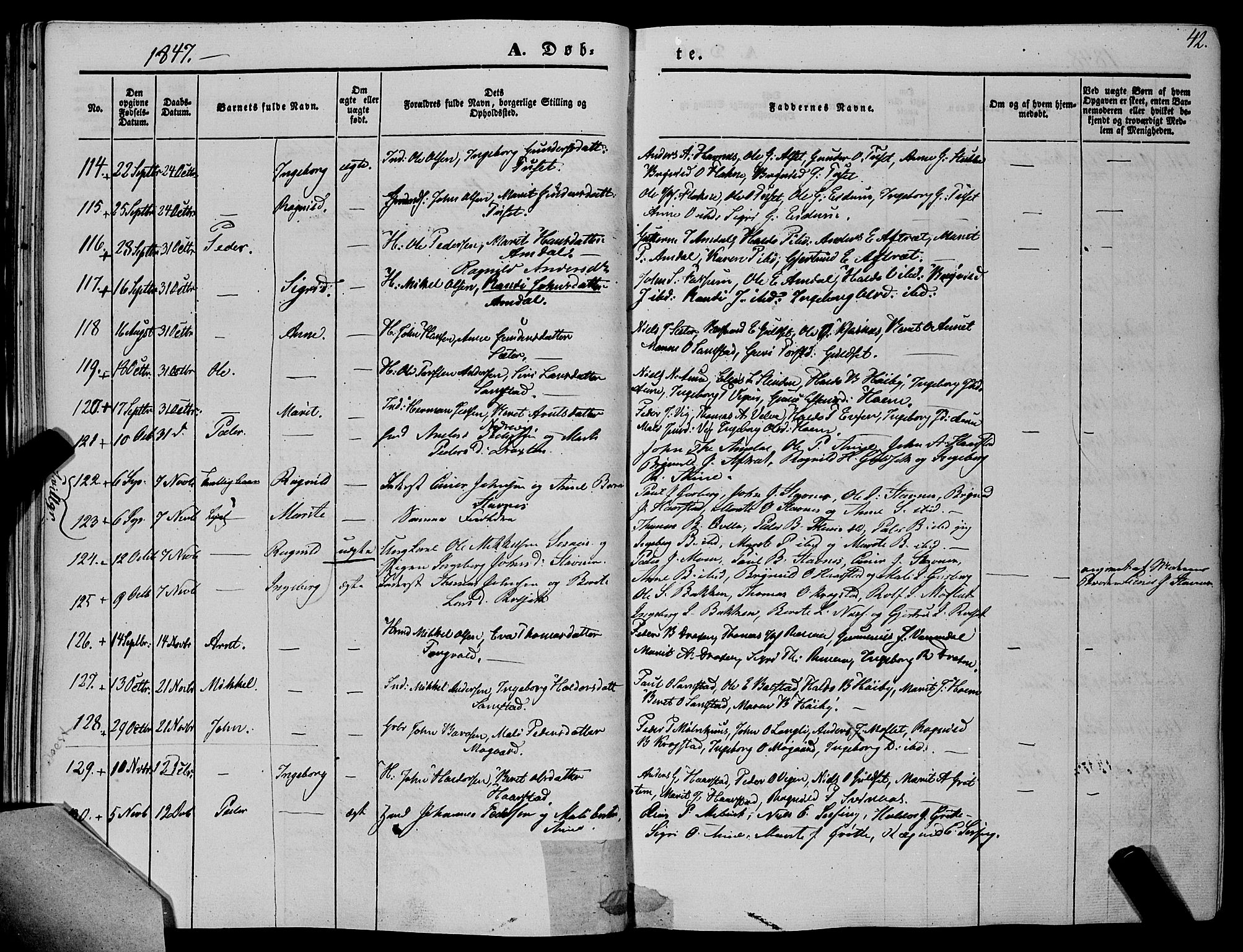 Ministerialprotokoller, klokkerbøker og fødselsregistre - Sør-Trøndelag, SAT/A-1456/695/L1145: Parish register (official) no. 695A06 /1, 1843-1859, p. 42