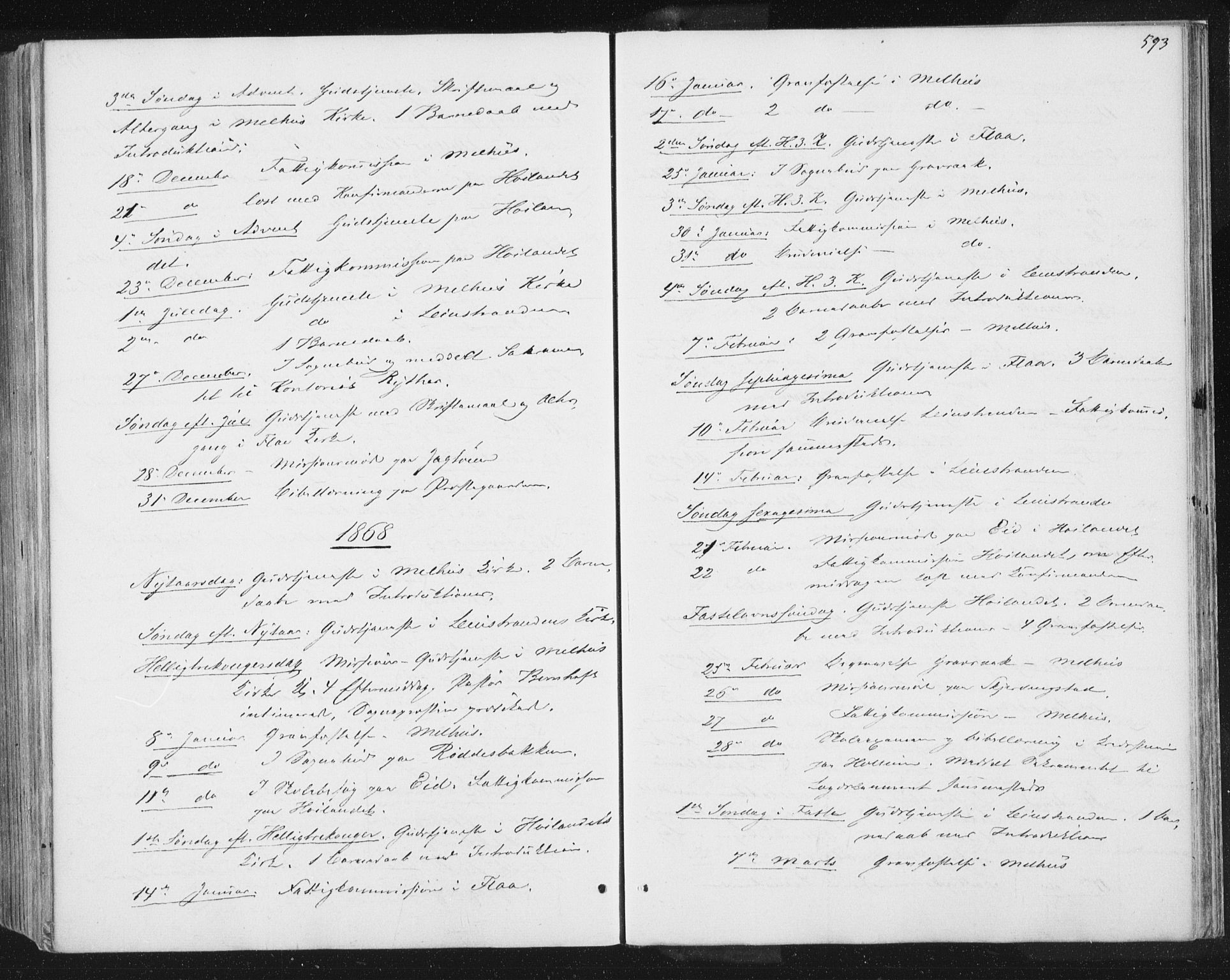 Ministerialprotokoller, klokkerbøker og fødselsregistre - Sør-Trøndelag, SAT/A-1456/691/L1077: Parish register (official) no. 691A09, 1862-1873, p. 593