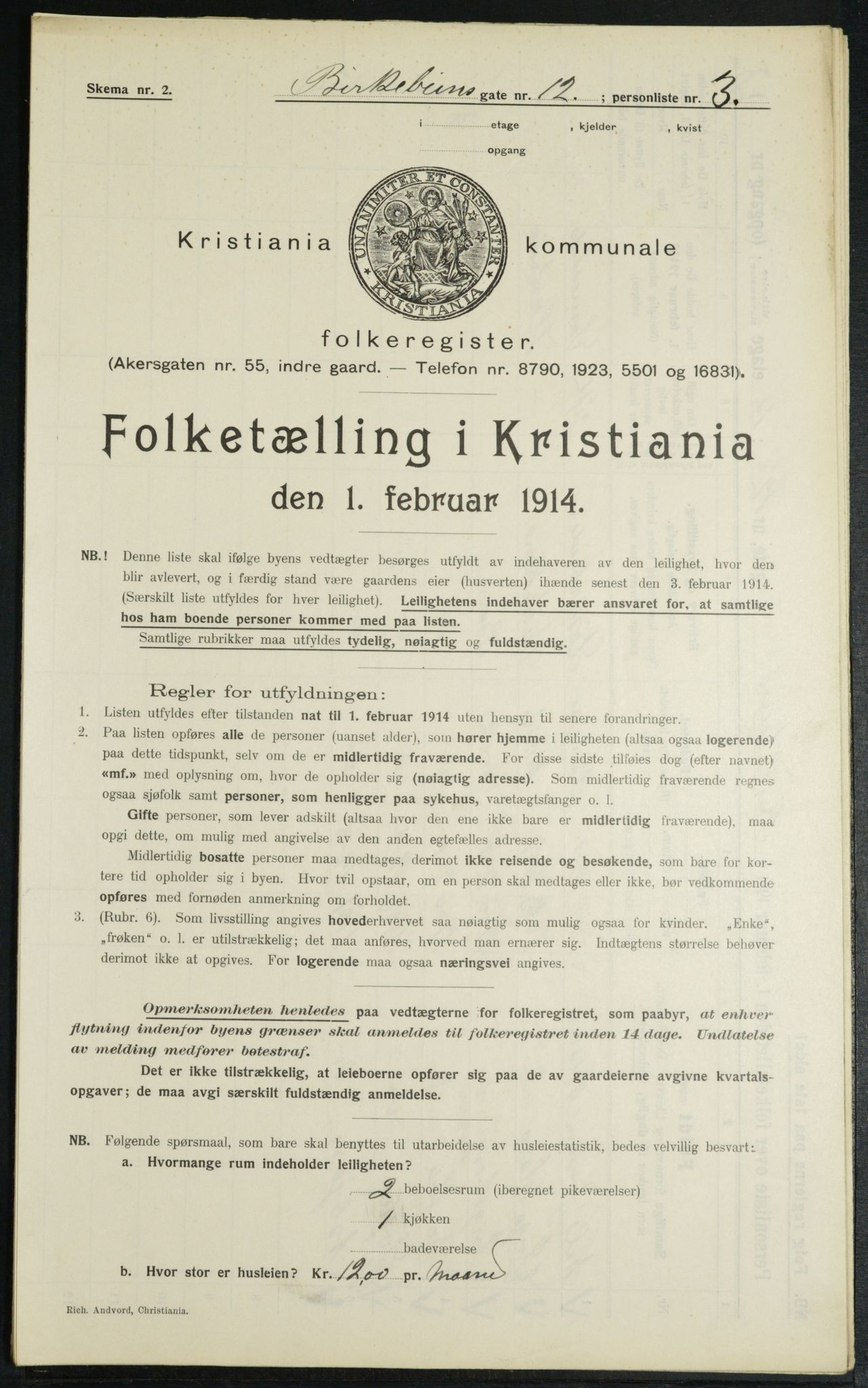 OBA, Municipal Census 1914 for Kristiania, 1914, p. 4974