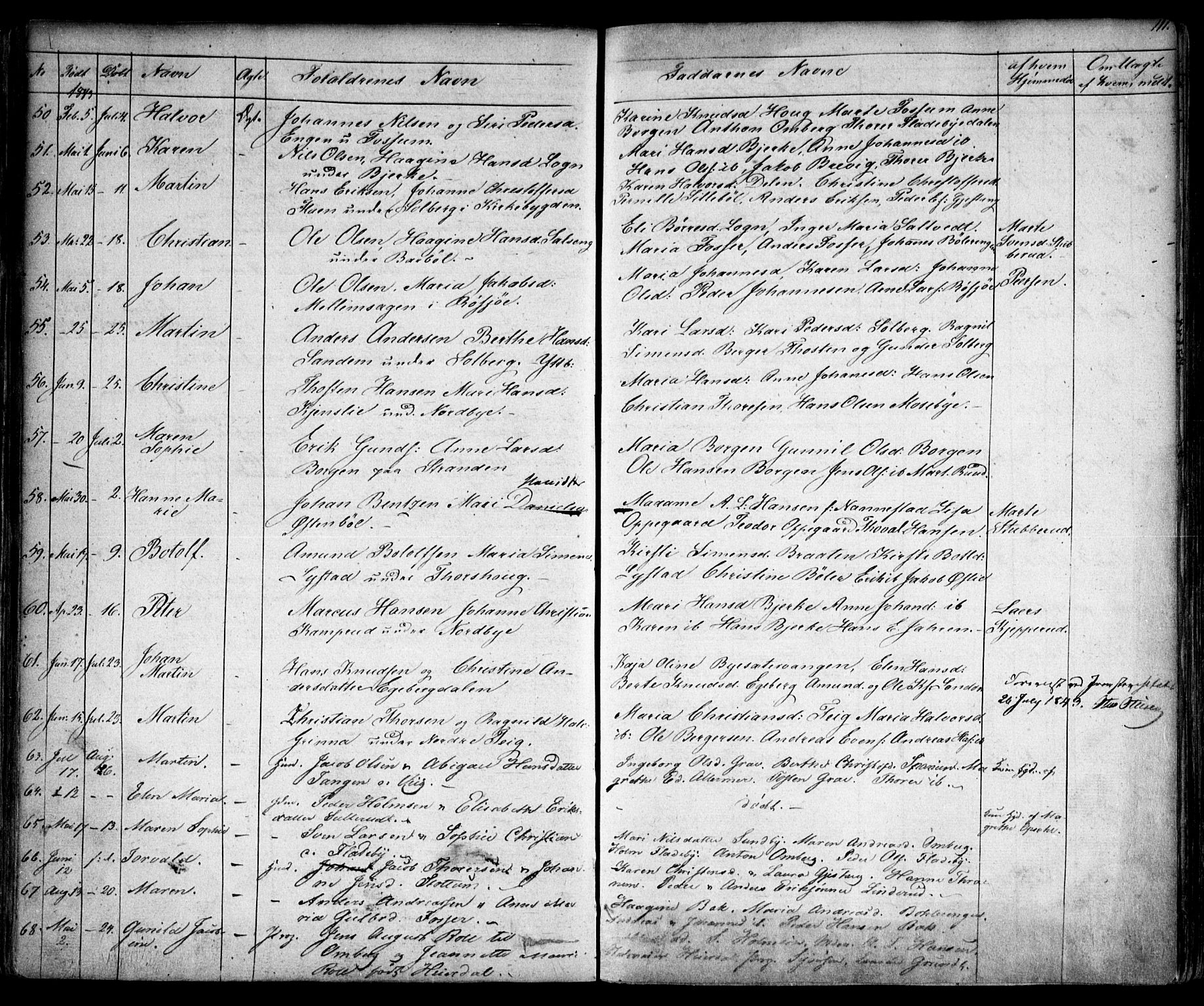 Enebakk prestekontor Kirkebøker, AV/SAO-A-10171c/F/Fa/L0009: Parish register (official) no. I 9, 1832-1861, p. 111