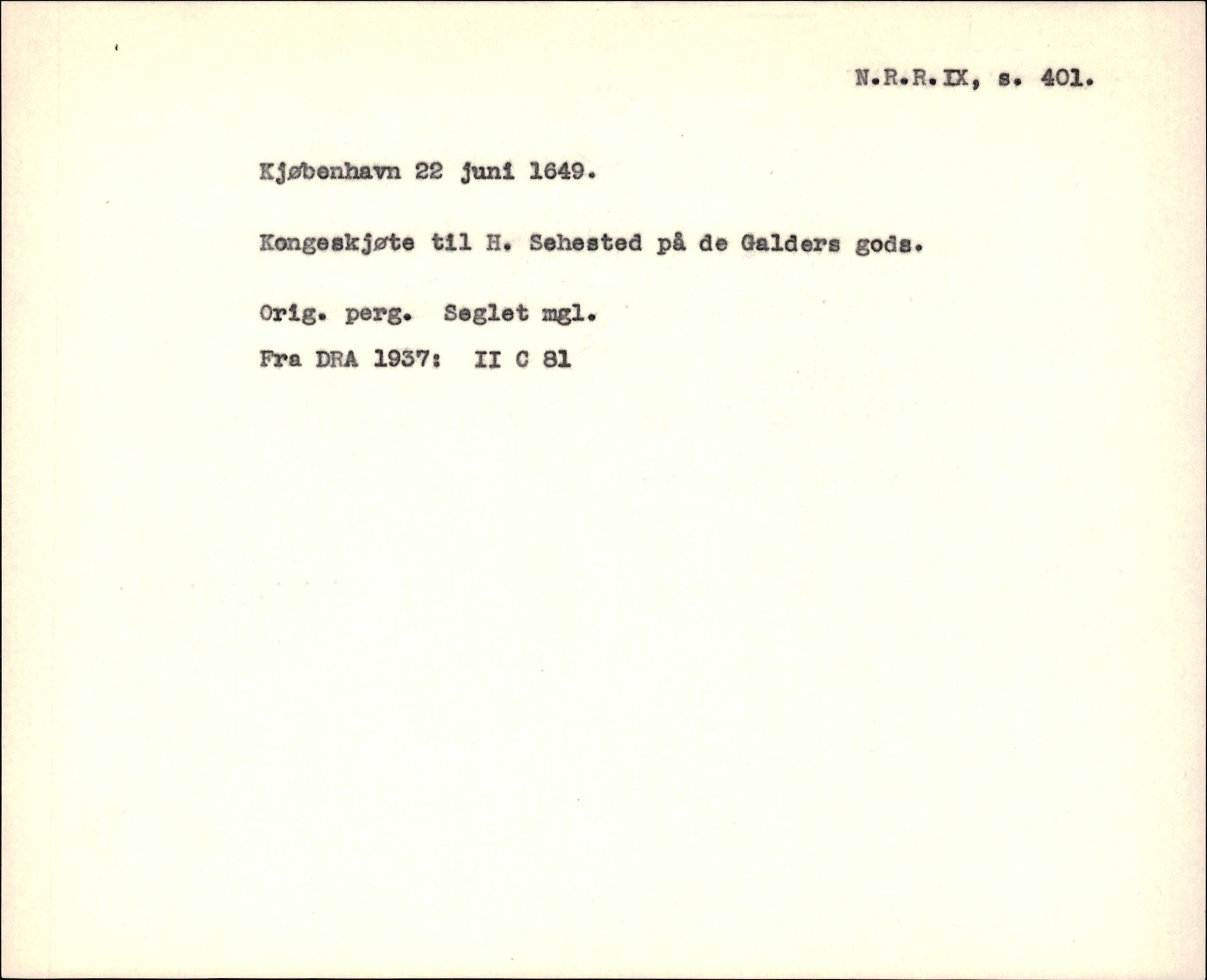 Riksarkivets diplomsamling, AV/RA-EA-5965/F35/F35f/L0002: Regestsedler: Diplomer fra DRA 1937 og 1996, p. 167