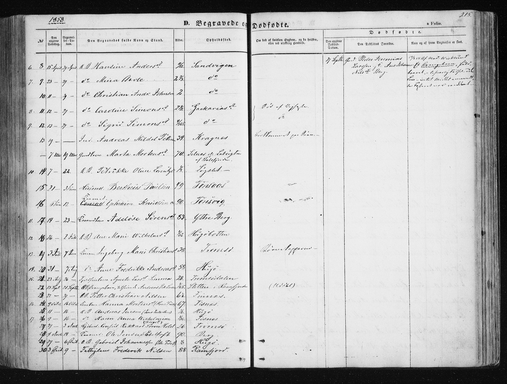 Tromsøysund sokneprestkontor, SATØ/S-1304/G/Ga/L0001kirke: Parish register (official) no. 1, 1856-1867, p. 215