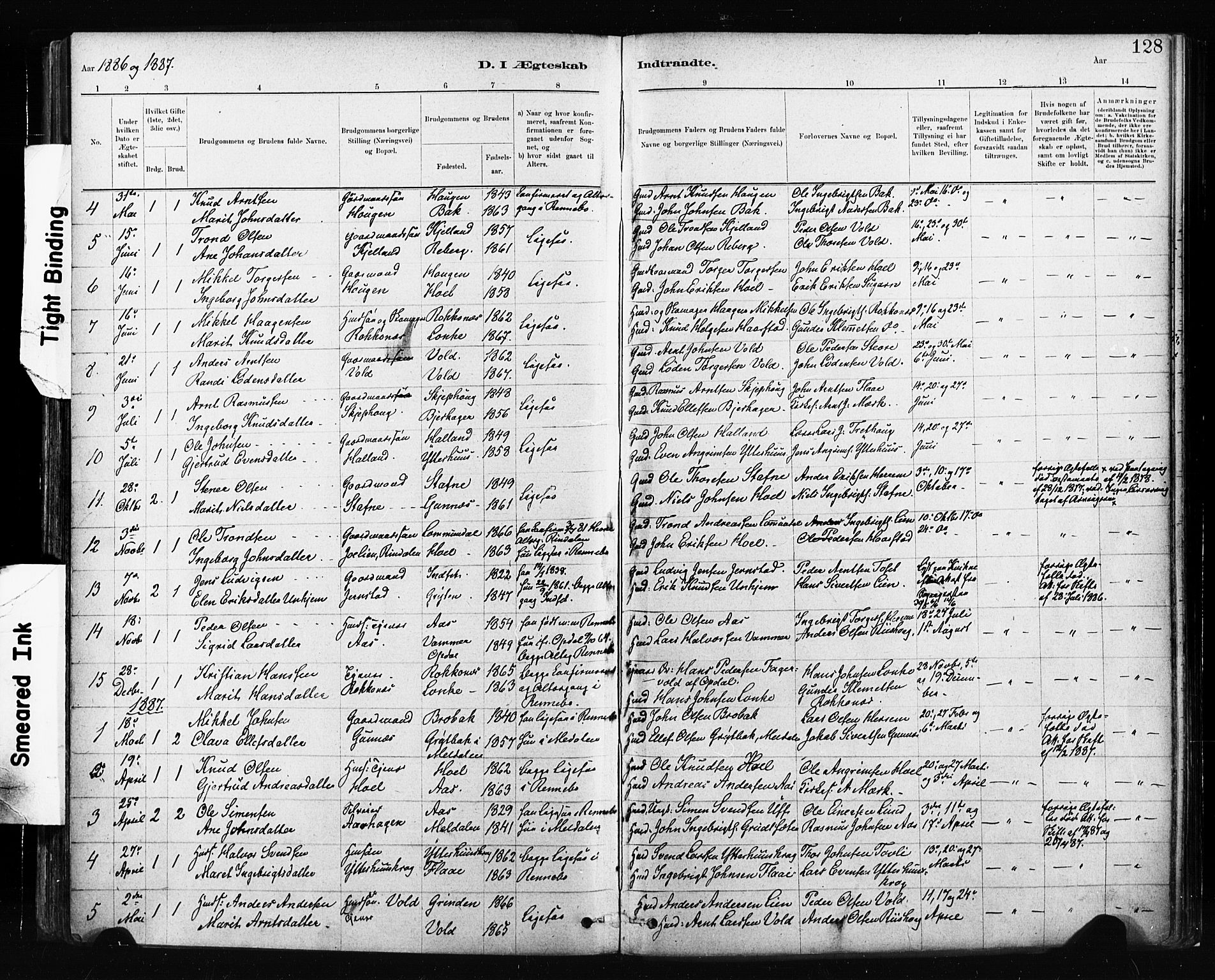 Ministerialprotokoller, klokkerbøker og fødselsregistre - Sør-Trøndelag, AV/SAT-A-1456/674/L0871: Parish register (official) no. 674A03, 1880-1896, p. 128