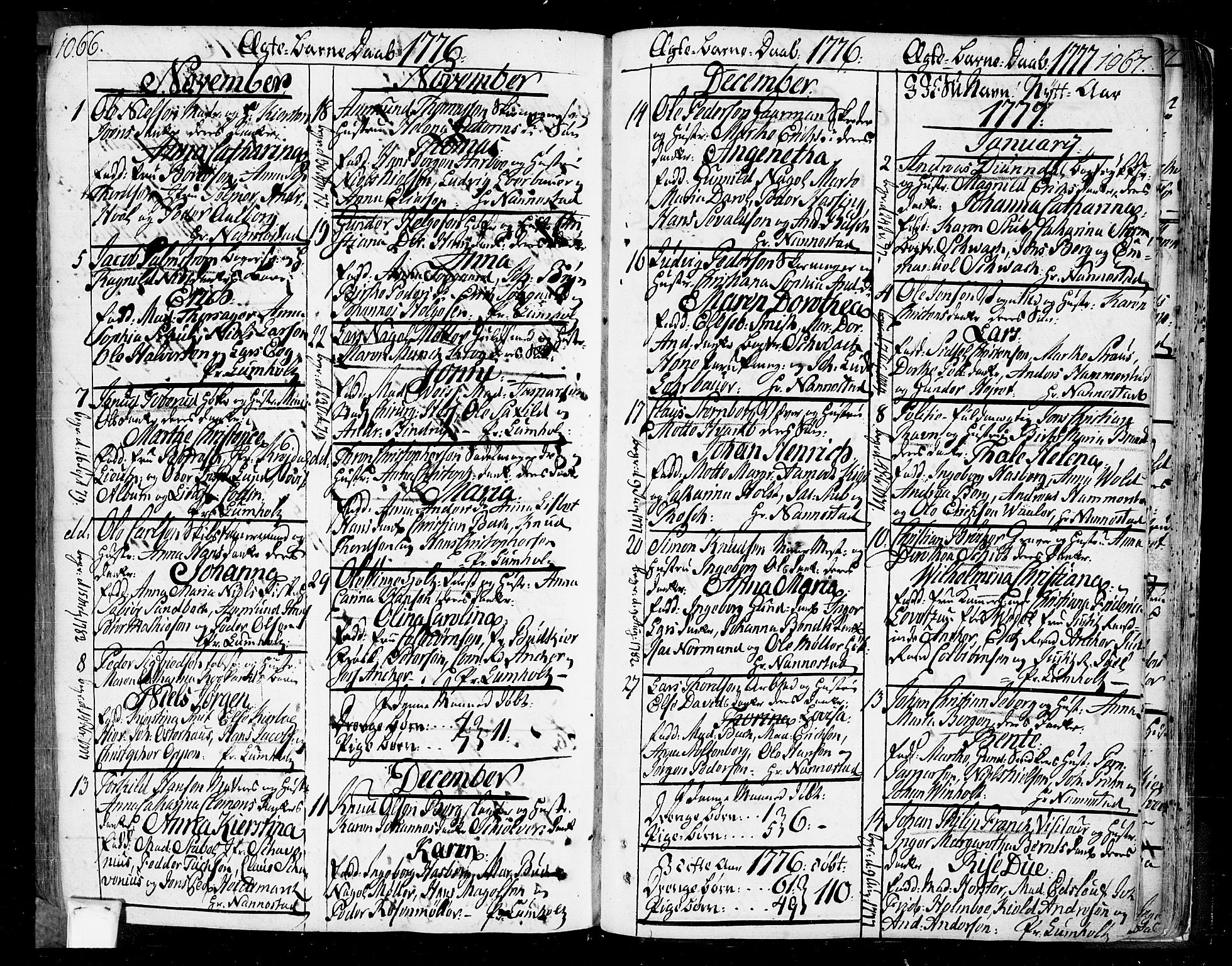 Oslo domkirke Kirkebøker, SAO/A-10752/F/Fa/L0004: Parish register (official) no. 4, 1743-1786, p. 1066-1067