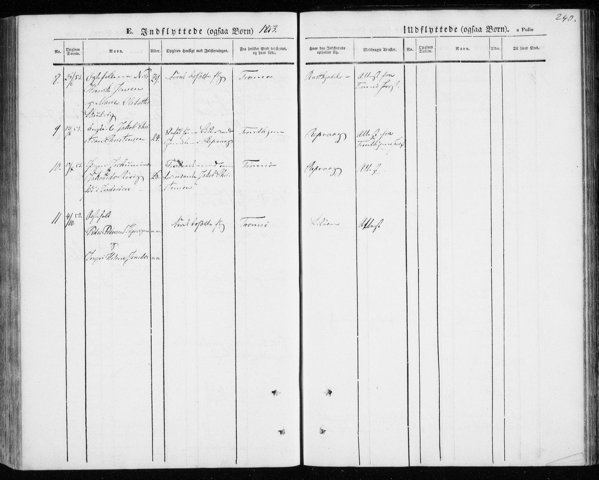 Kistrand/Porsanger sokneprestembete, AV/SATØ-S-1351/H/Ha/L0004.kirke: Parish register (official) no. 4, 1843-1860, p. 240