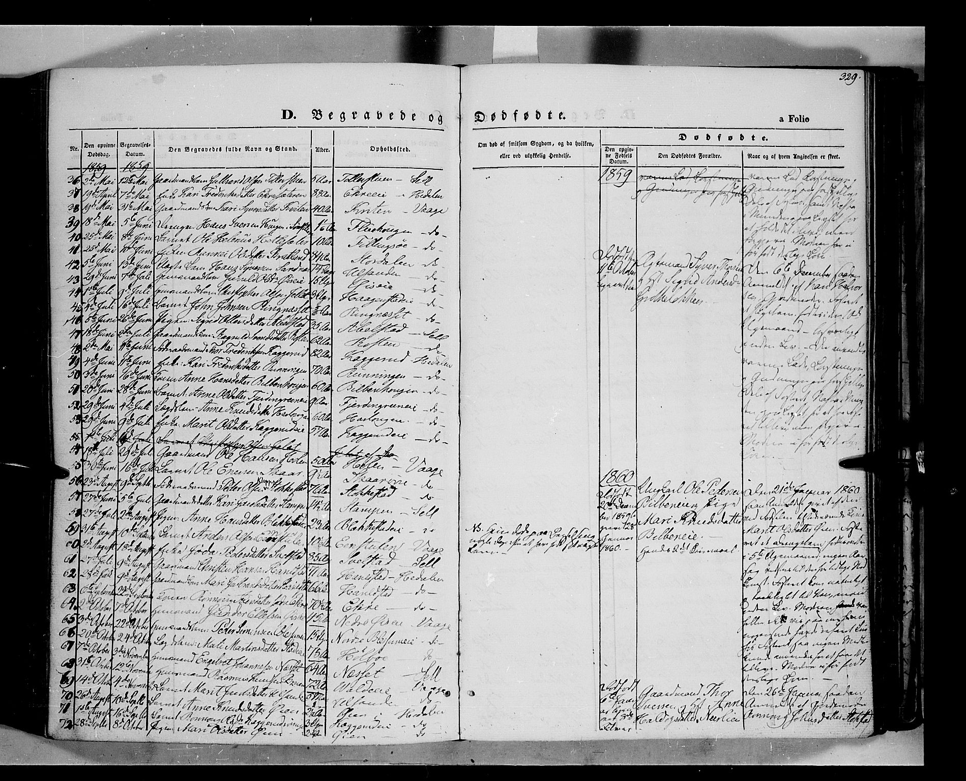 Vågå prestekontor, SAH/PREST-076/H/Ha/Haa/L0006: Parish register (official) no. 6 /1, 1856-1872, p. 329