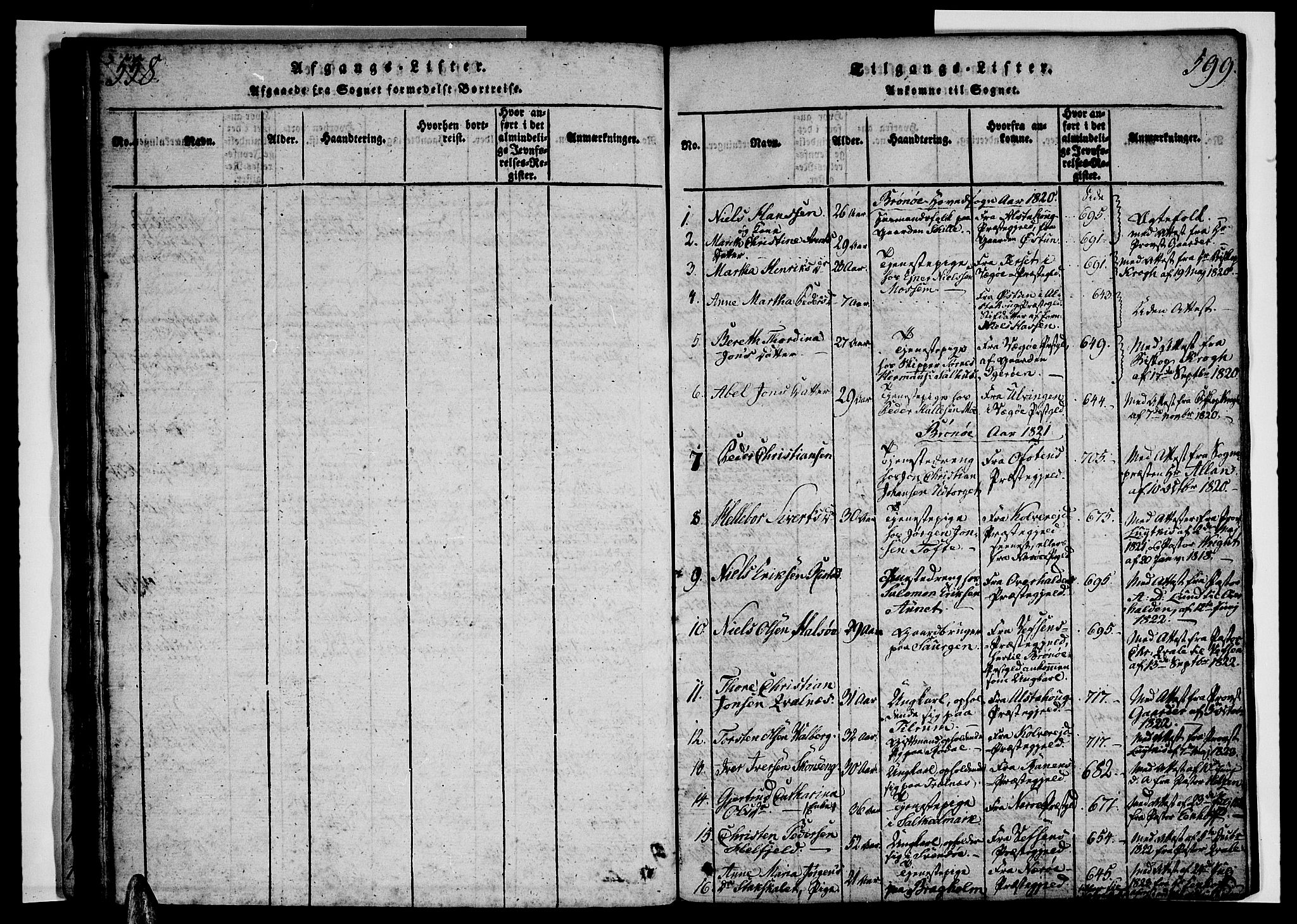 Ministerialprotokoller, klokkerbøker og fødselsregistre - Nordland, SAT/A-1459/813/L0197: Parish register (official) no. 813A07, 1820-1833, p. 598-599