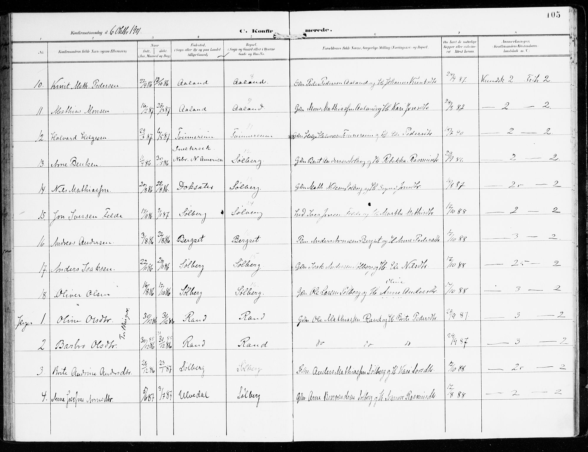 Innvik sokneprestembete, AV/SAB-A-80501: Parish register (official) no. D 2, 1900-1921, p. 105