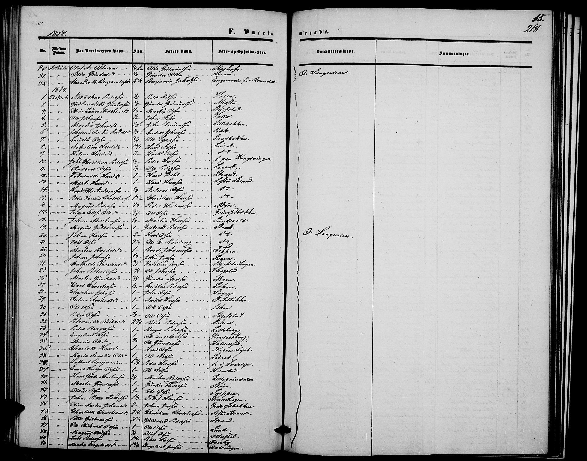 Elverum prestekontor, SAH/PREST-044/H/Ha/Hab/L0003: Parish register (copy) no. 3, 1856-1865, p. 218