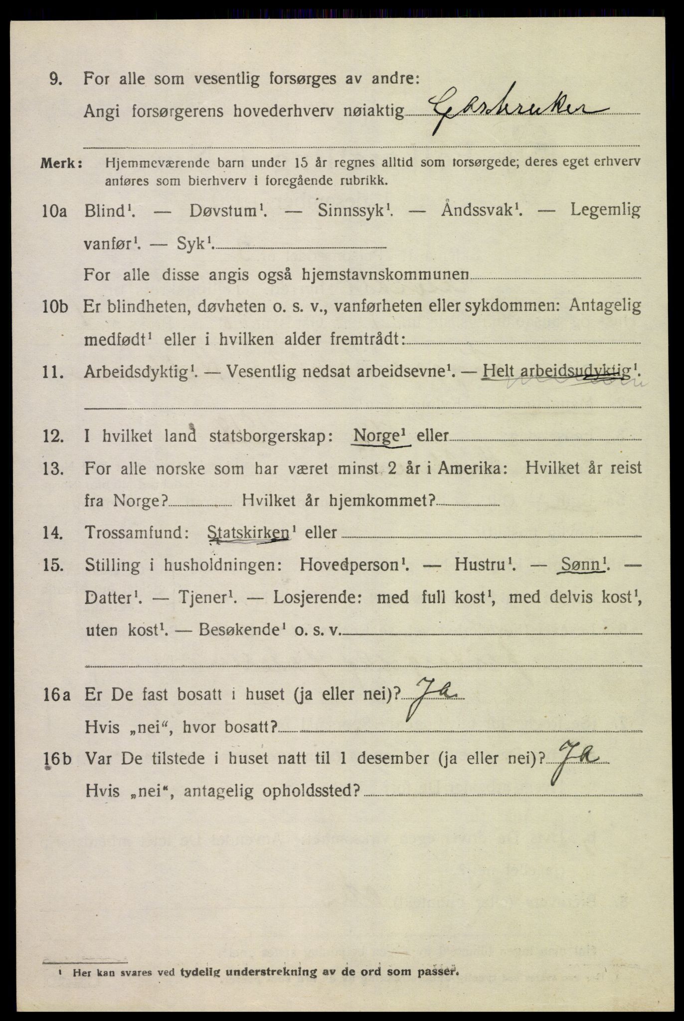 SAK, 1920 census for Åseral, 1920, p. 2445