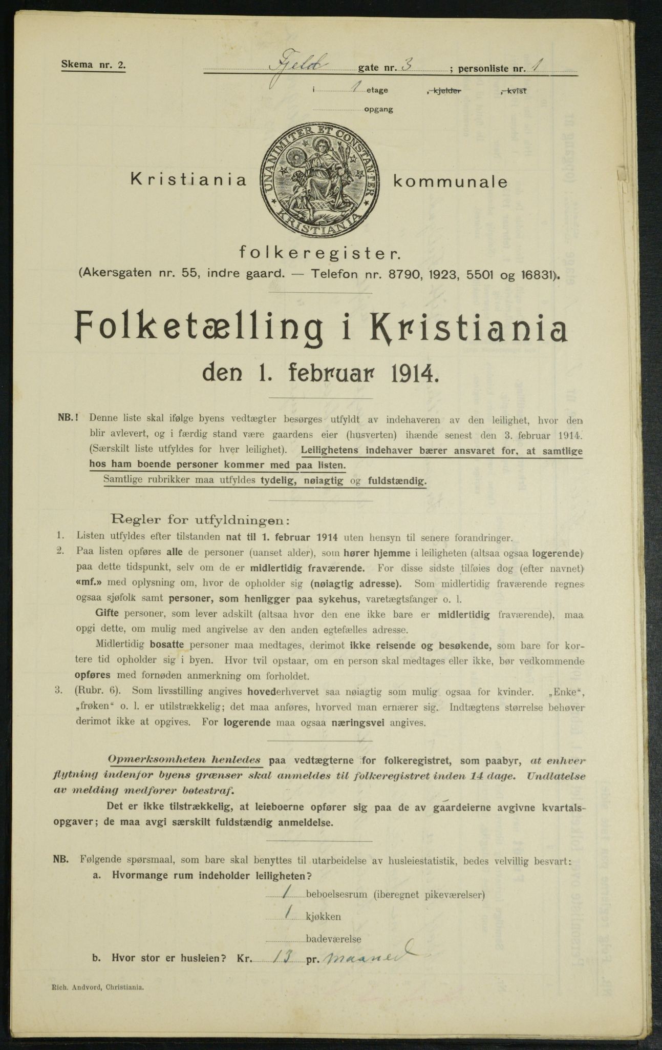 OBA, Municipal Census 1914 for Kristiania, 1914, p. 24453