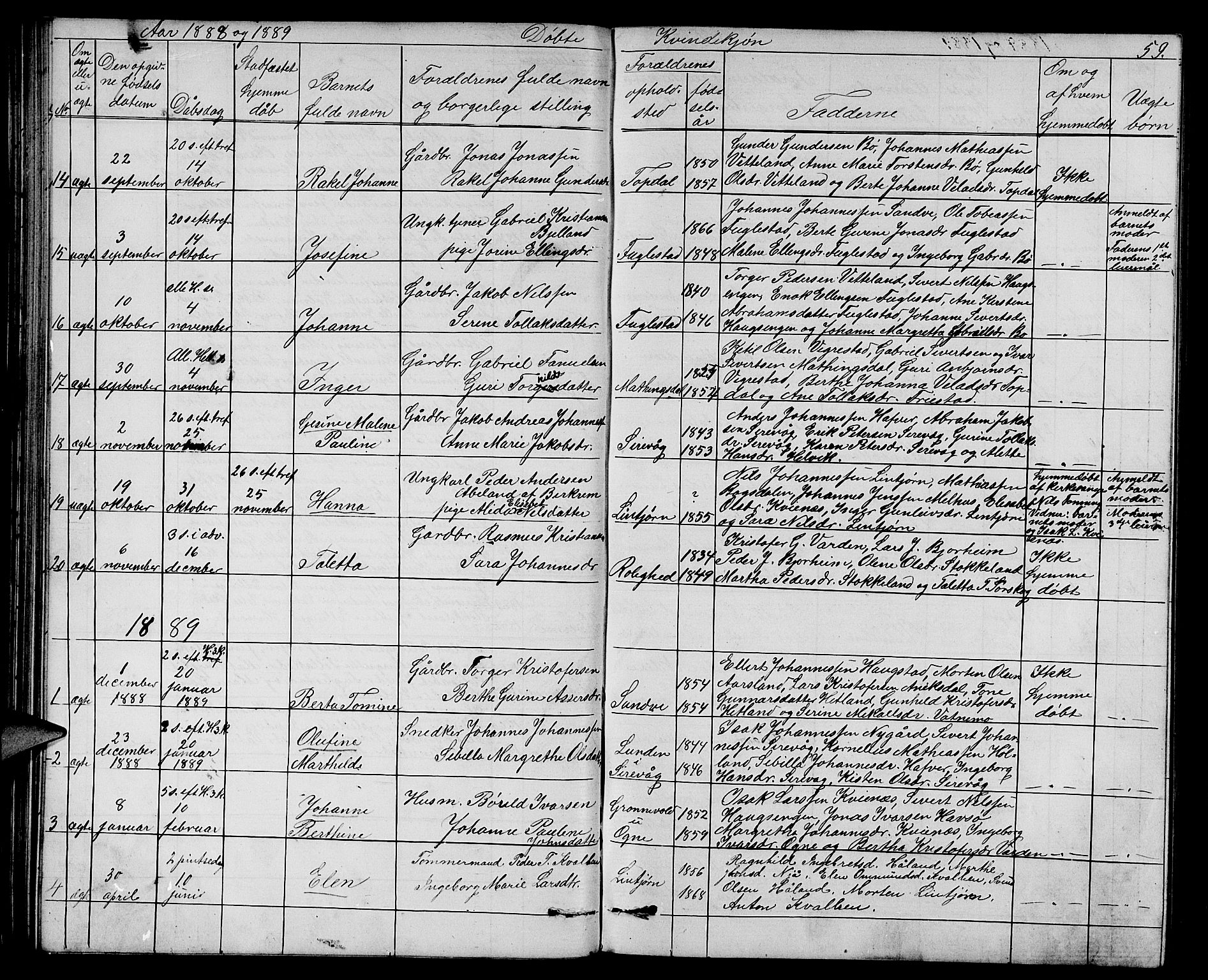 Eigersund sokneprestkontor, SAST/A-101807/S09/L0006: Parish register (copy) no. B 6, 1876-1889, p. 59
