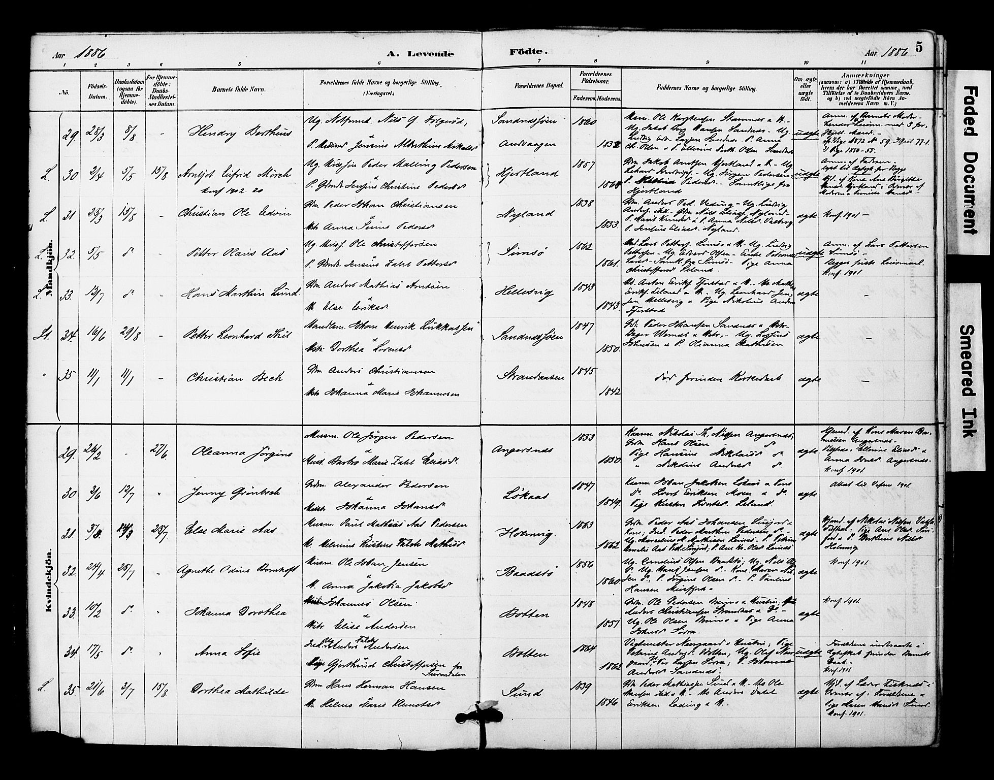 Ministerialprotokoller, klokkerbøker og fødselsregistre - Nordland, AV/SAT-A-1459/831/L0471: Parish register (official) no. 831A02, 1886-1901, p. 5