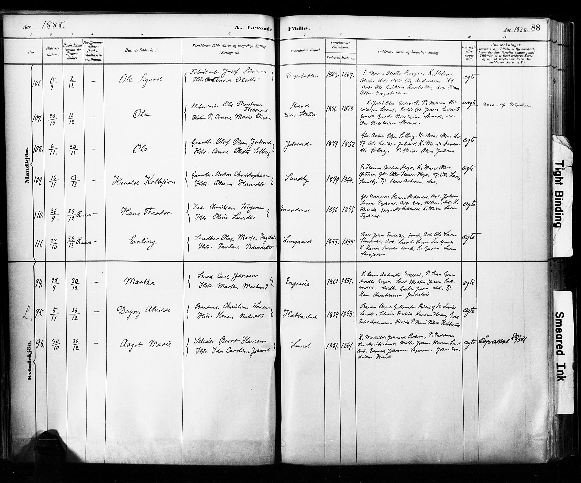 Eidsvoll prestekontor Kirkebøker, AV/SAO-A-10888/F/Fa/L0002: Parish register (official) no. I 2, 1882-1895, p. 88