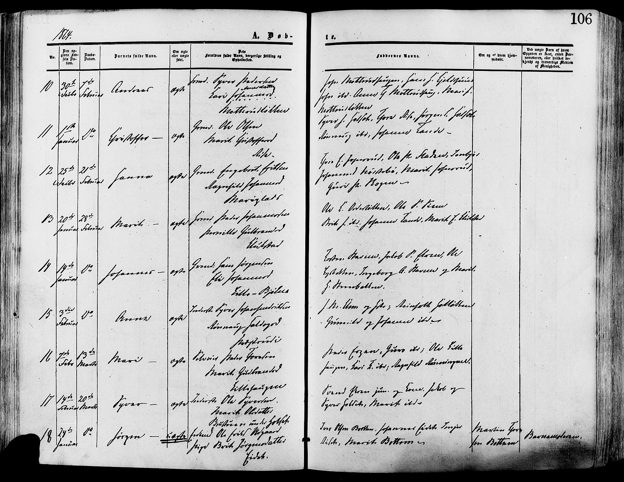 Lesja prestekontor, AV/SAH-PREST-068/H/Ha/Haa/L0008: Parish register (official) no. 8, 1854-1880, p. 106