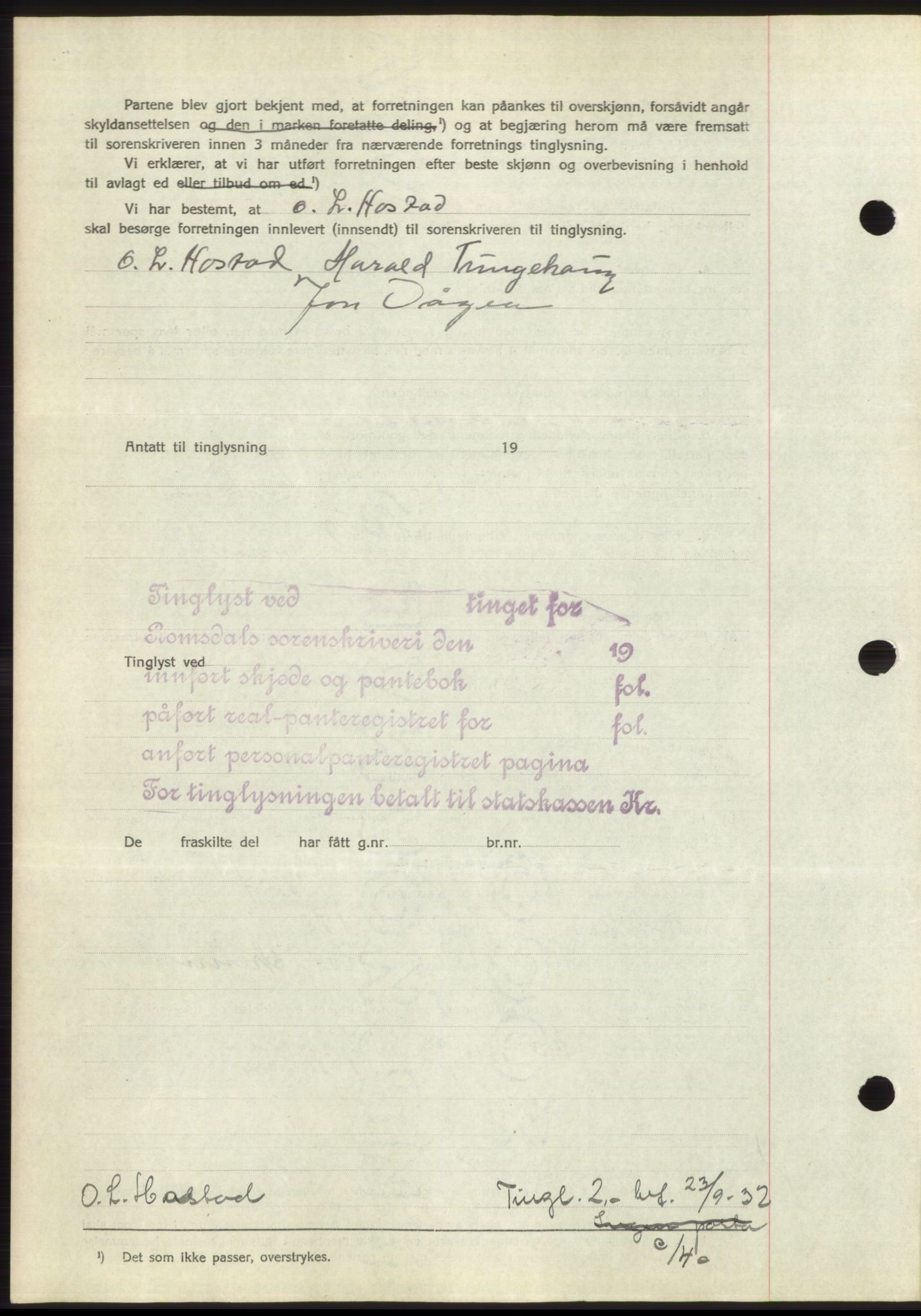 Romsdal sorenskriveri, AV/SAT-A-4149/1/2/2C/L0062: Mortgage book no. 56, 1932-1933, Deed date: 01.10.1932