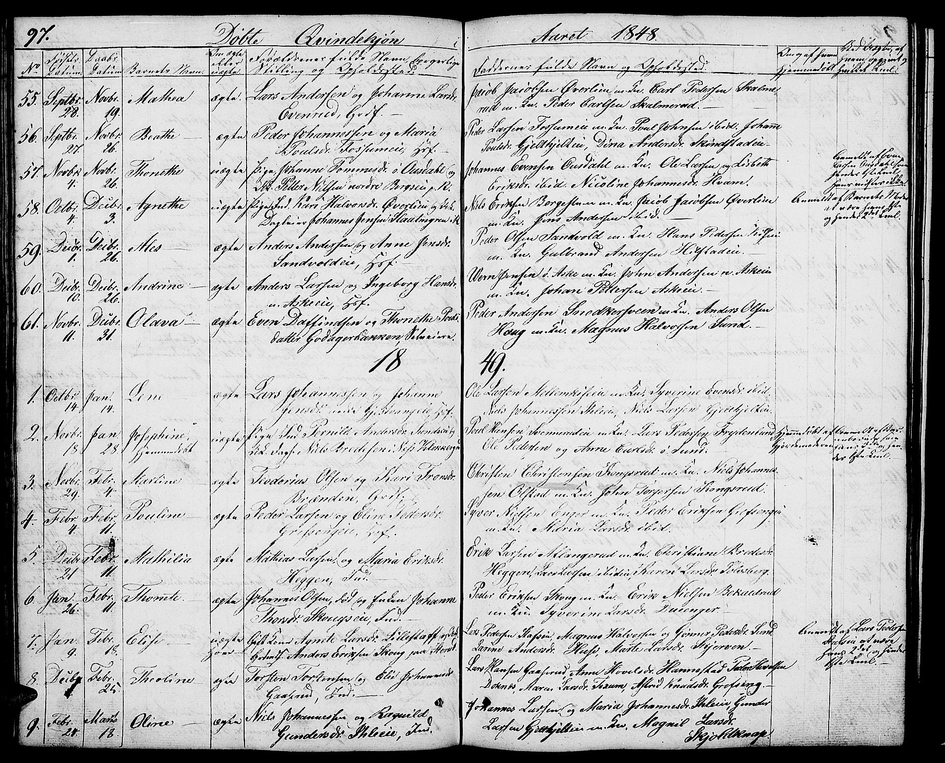 Nes prestekontor, Hedmark, SAH/PREST-020/L/La/L0004: Parish register (copy) no. 4, 1832-1861, p. 97