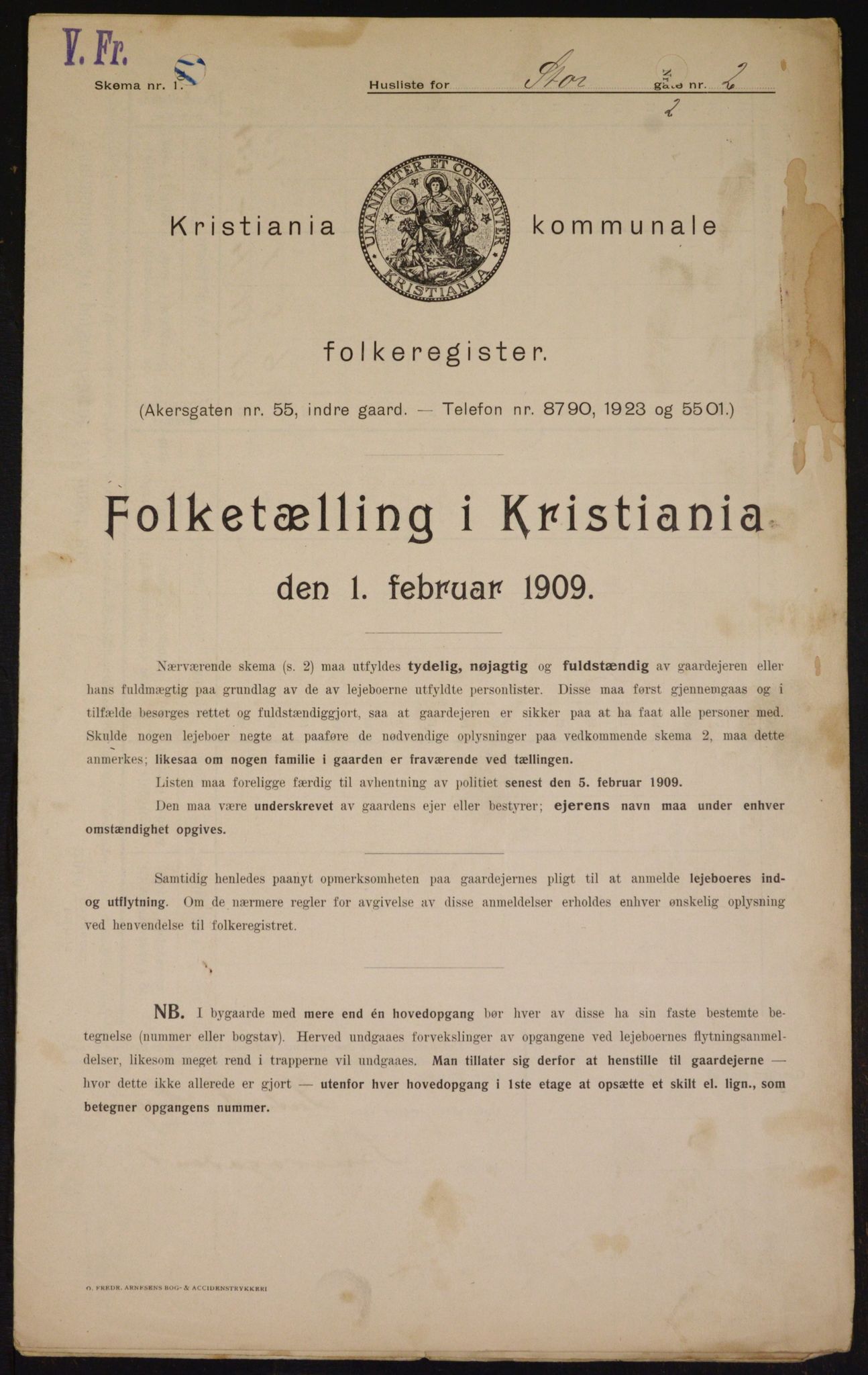 OBA, Municipal Census 1909 for Kristiania, 1909, p. 93005