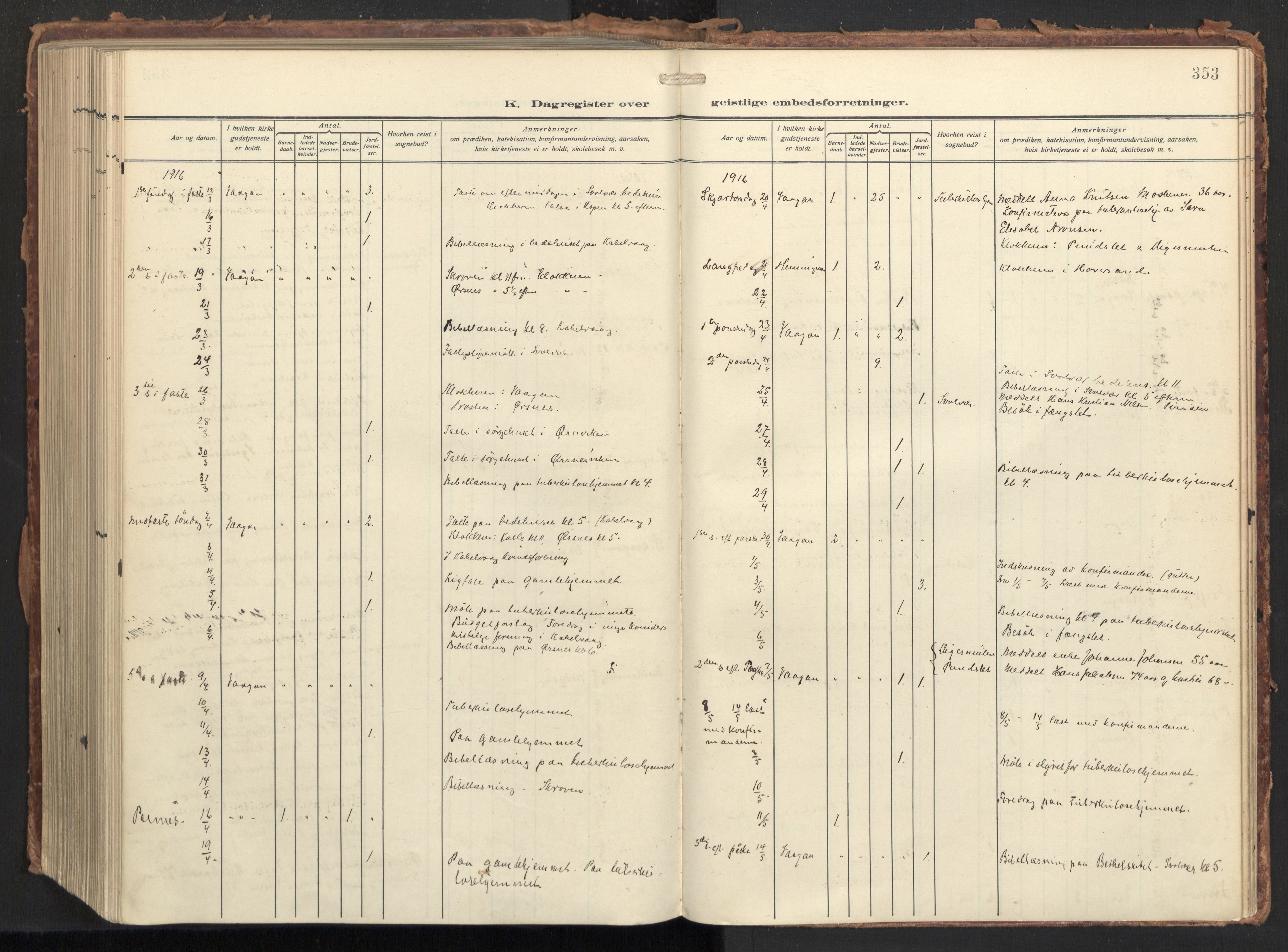 Ministerialprotokoller, klokkerbøker og fødselsregistre - Nordland, AV/SAT-A-1459/874/L1064: Parish register (official) no. 874A08, 1915-1926, p. 353