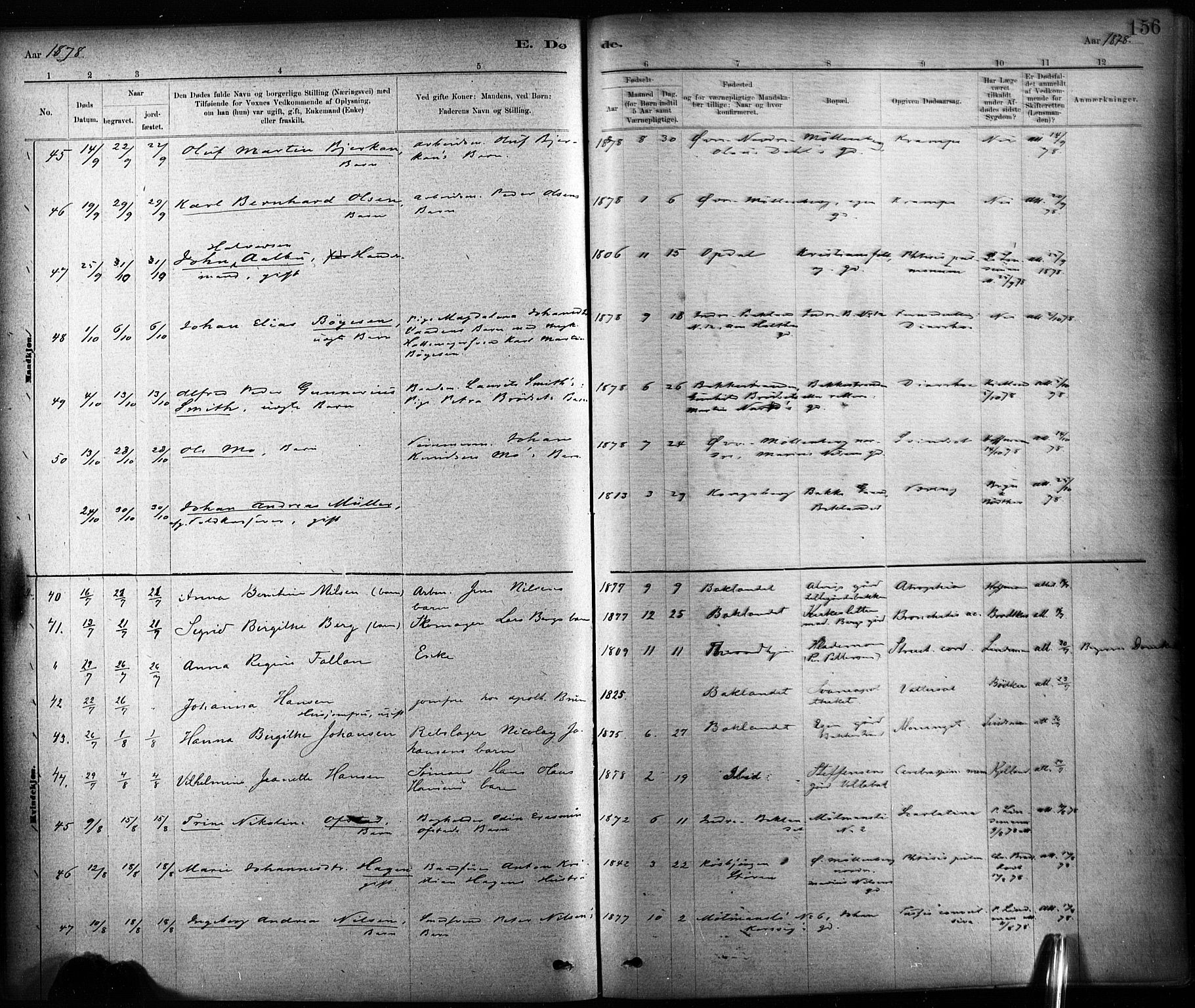 Ministerialprotokoller, klokkerbøker og fødselsregistre - Sør-Trøndelag, AV/SAT-A-1456/604/L0189: Parish register (official) no. 604A10, 1878-1892, p. 156