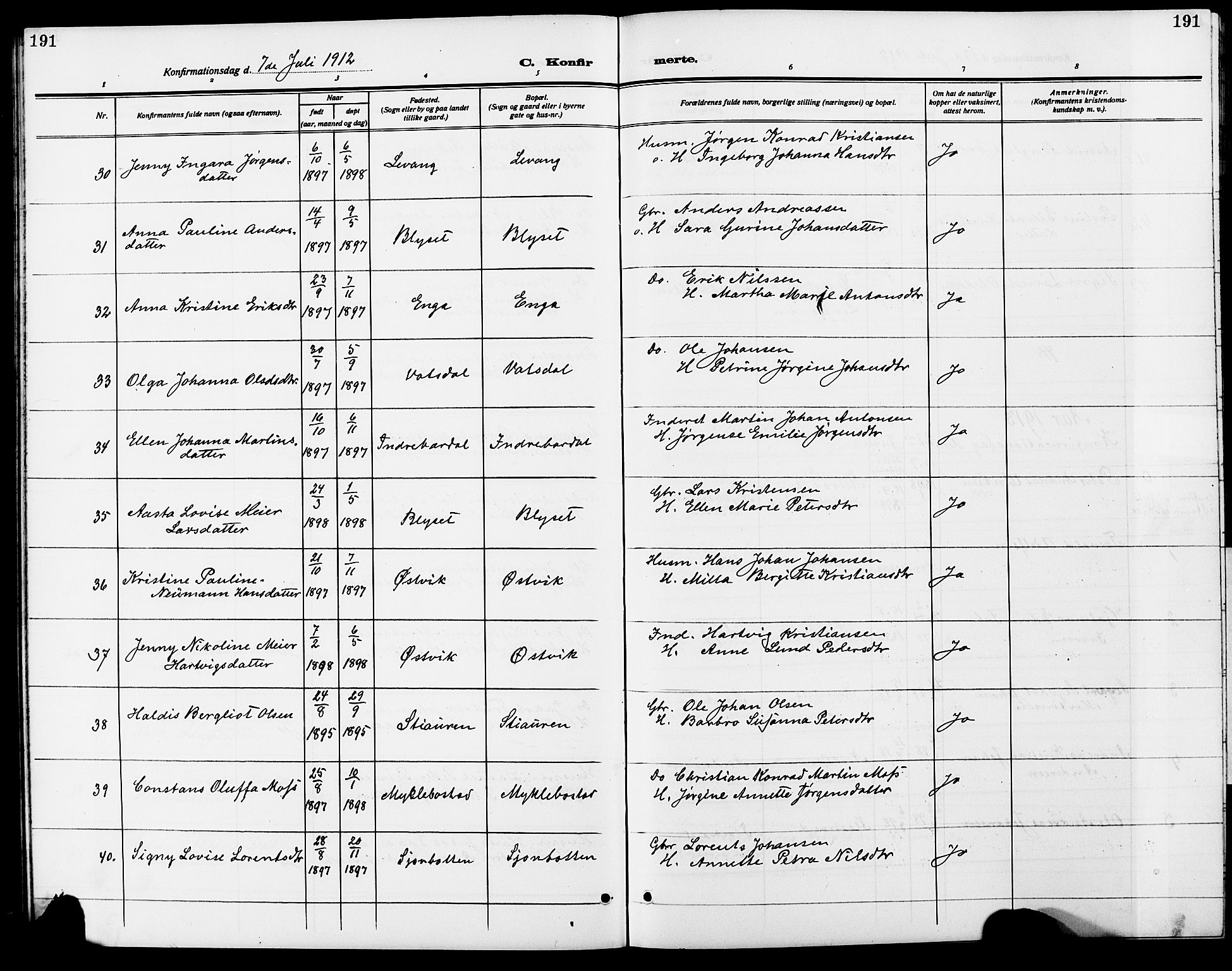 Ministerialprotokoller, klokkerbøker og fødselsregistre - Nordland, AV/SAT-A-1459/838/L0560: Parish register (copy) no. 838C07, 1910-1928, p. 191