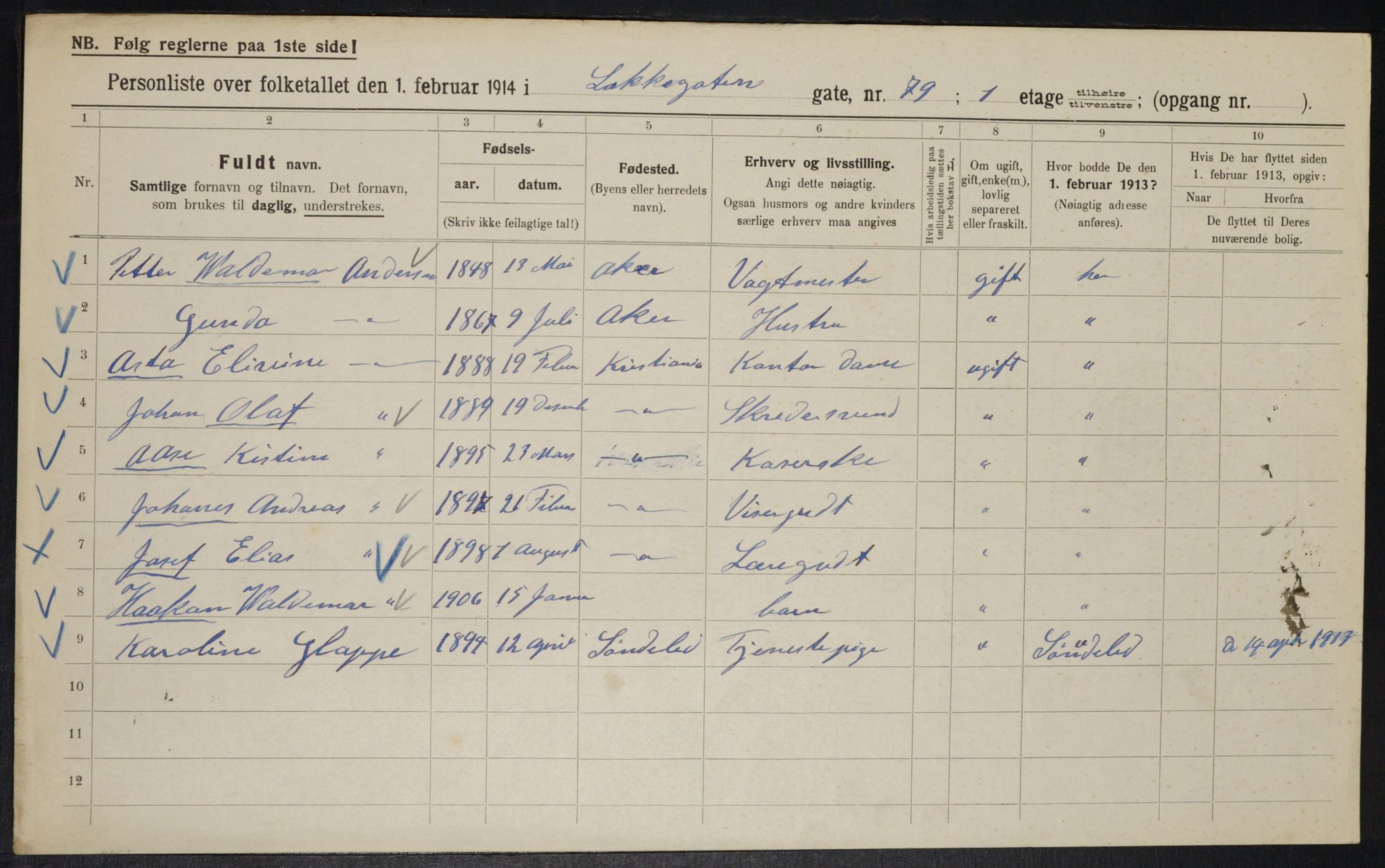 OBA, Municipal Census 1914 for Kristiania, 1914, p. 56214