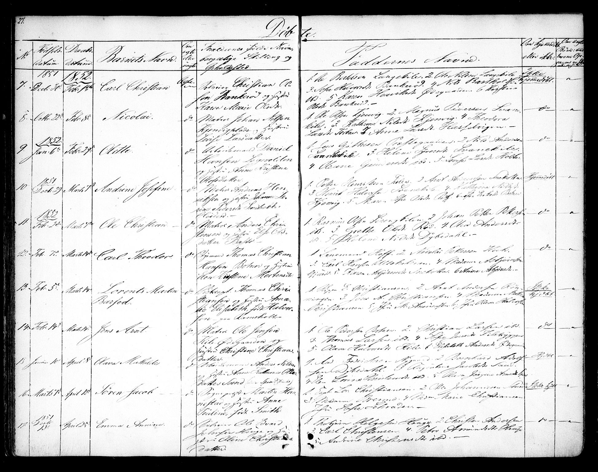 Hvaler prestekontor Kirkebøker, SAO/A-2001/F/Fa/L0006: Parish register (official) no. I 6, 1846-1863, p. 27