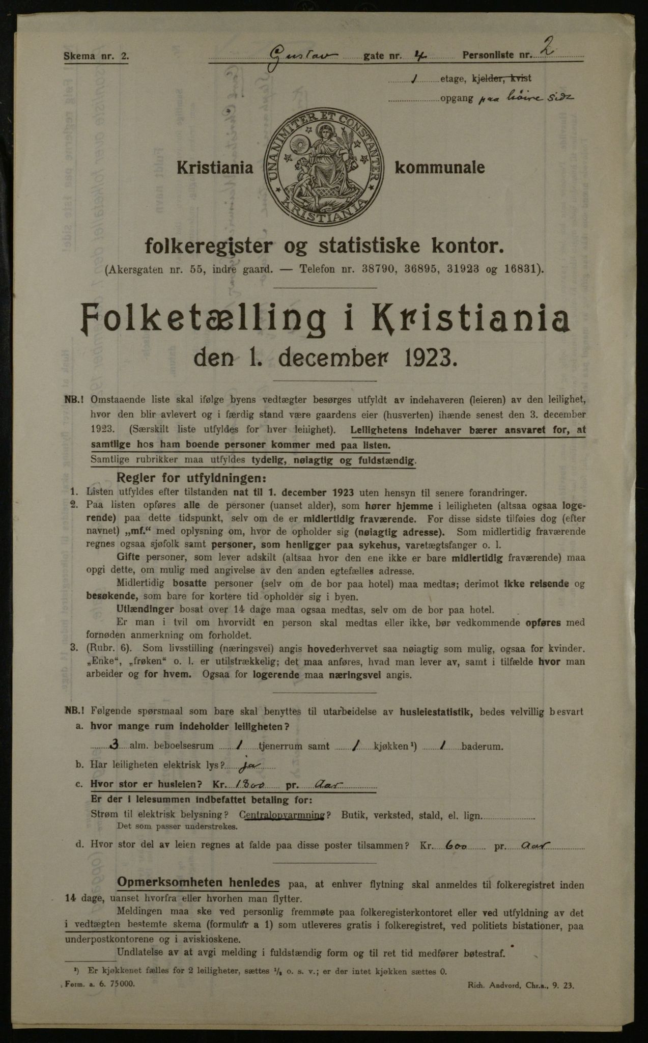 OBA, Municipal Census 1923 for Kristiania, 1923, p. 36317