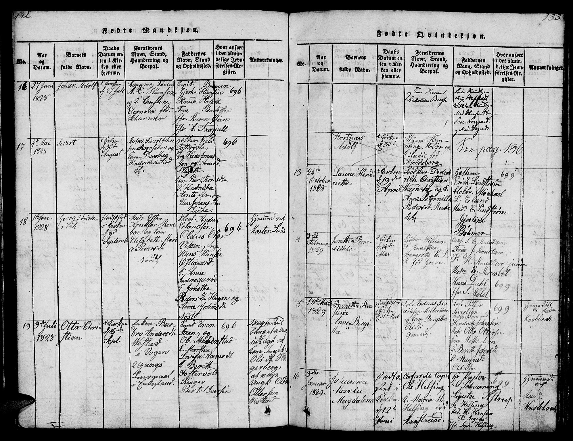 Ministerialprotokoller, klokkerbøker og fødselsregistre - Møre og Romsdal, SAT/A-1454/572/L0856: Parish register (copy) no. 572C01, 1819-1832, p. 132-133