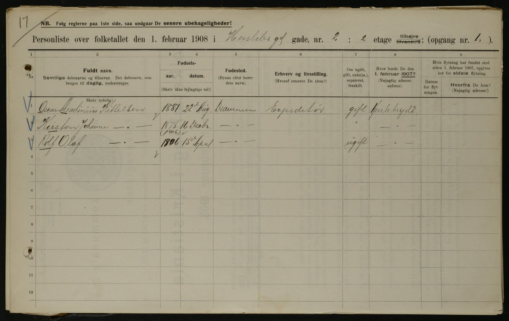 OBA, Municipal Census 1908 for Kristiania, 1908, p. 35165