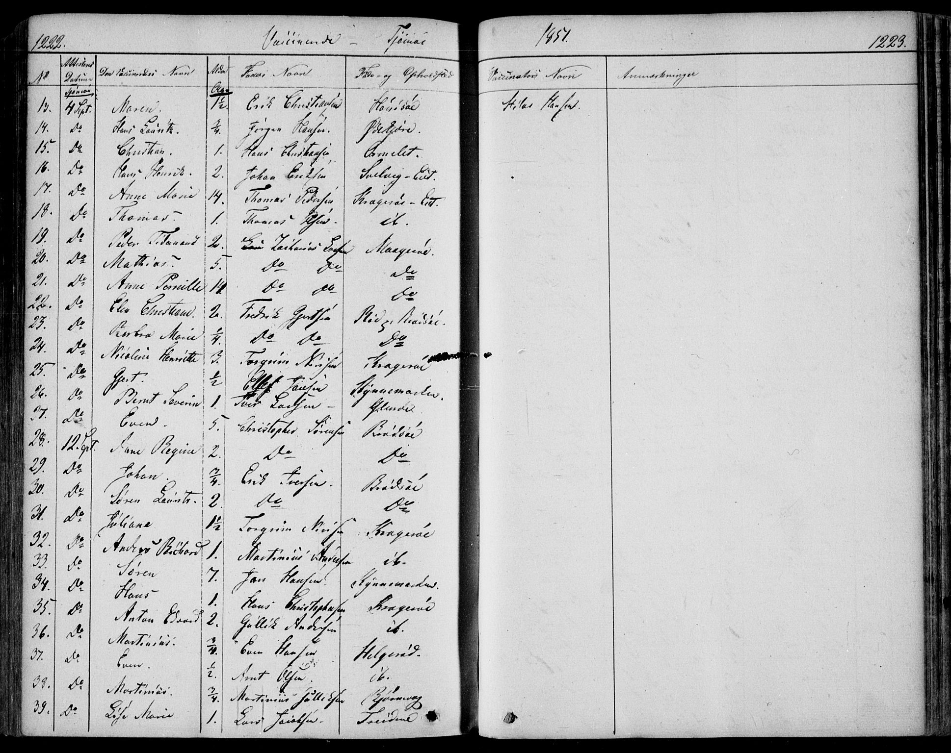 Nøtterøy kirkebøker, AV/SAKO-A-354/F/Fa/L0005: Parish register (official) no. I 5, 1839-1852, p. 1222-1223