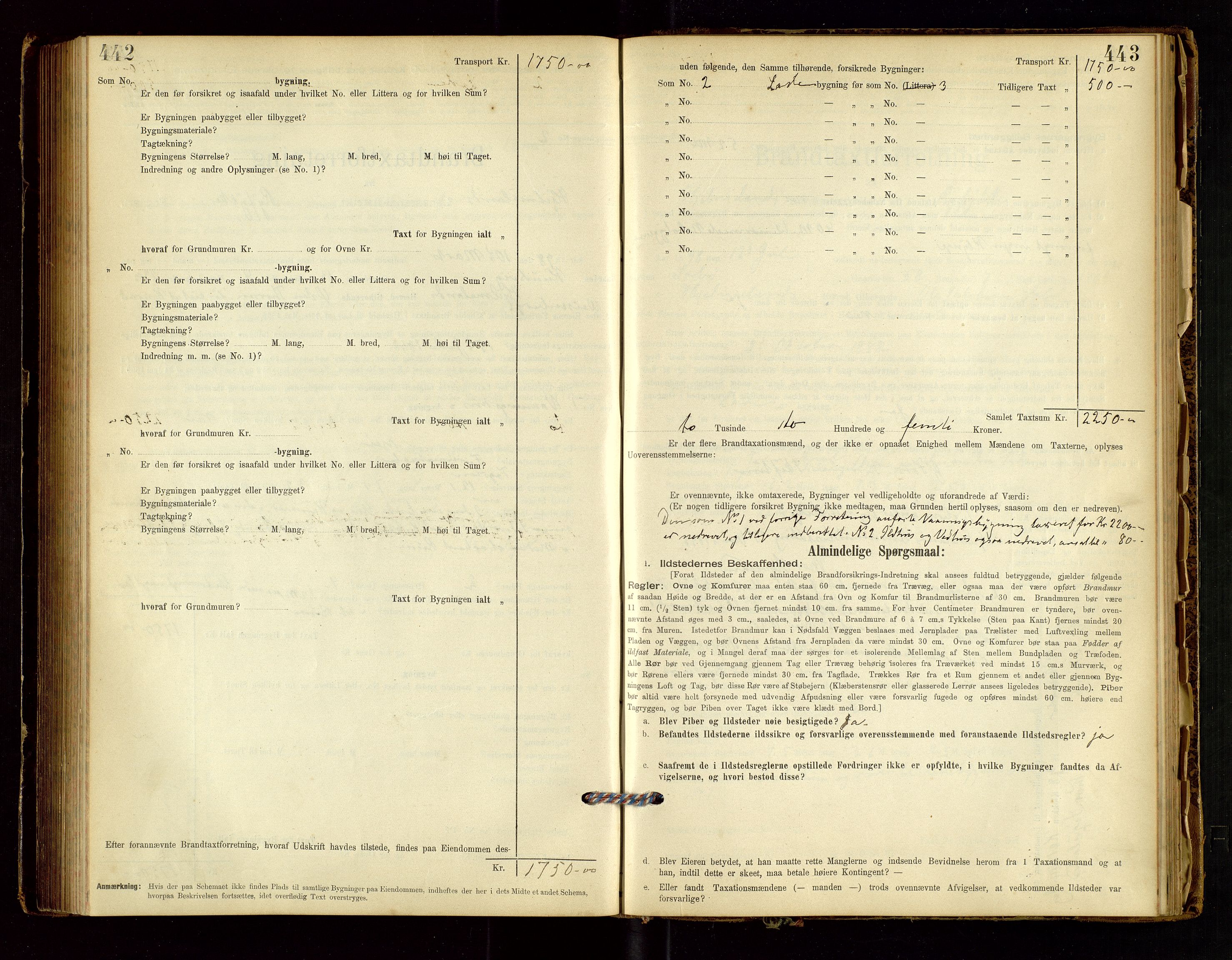 Hjelmeland lensmannskontor, AV/SAST-A-100439/Gob/L0001: "Brandtaxationsprotokol", 1895-1932, p. 442-443