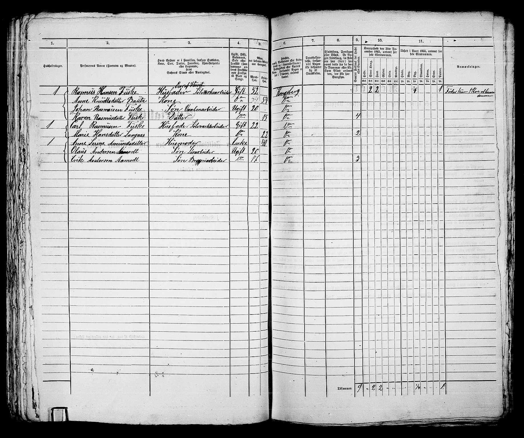 RA, 1865 census for Kongsberg/Kongsberg, 1865, p. 764