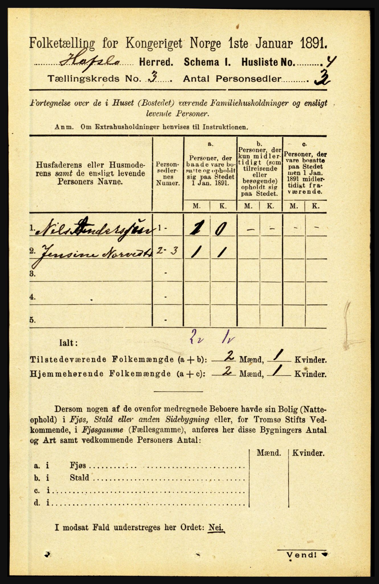 RA, 1891 census for 1425 Hafslo, 1891, p. 884