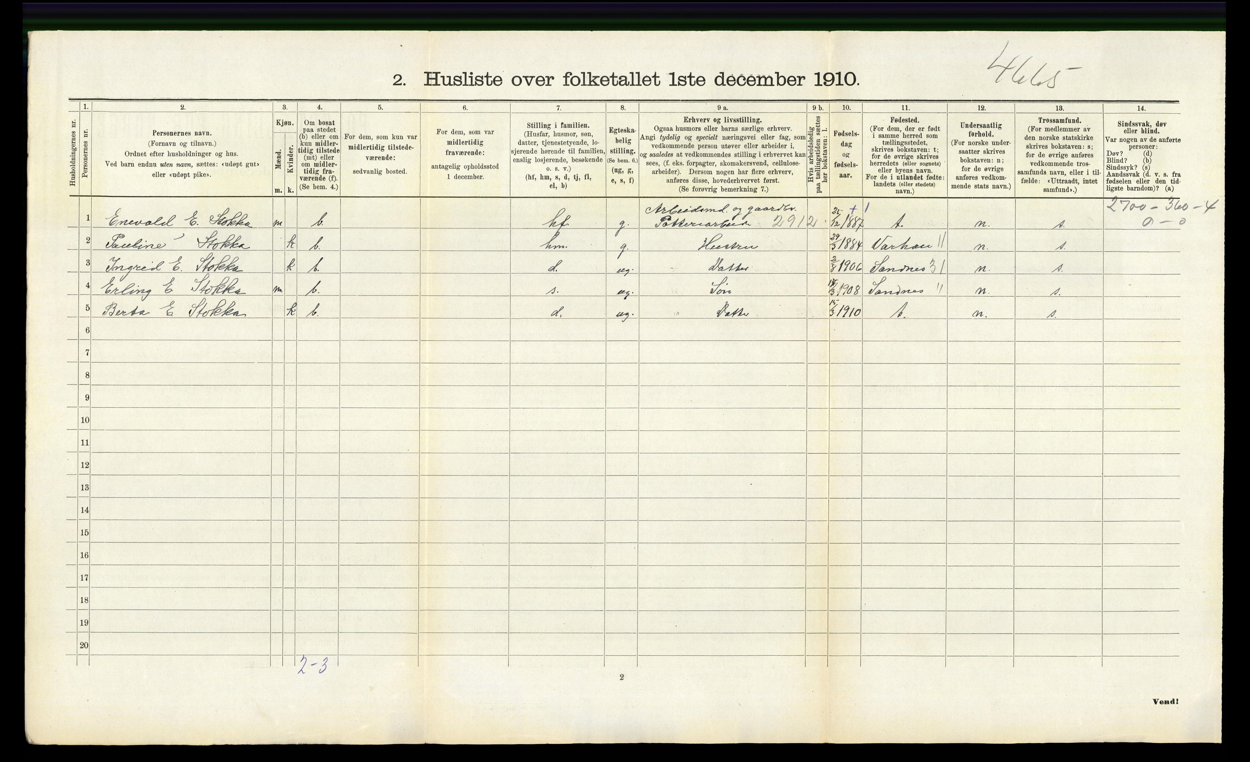 RA, 1910 census for Høyland, 1910, p. 1695