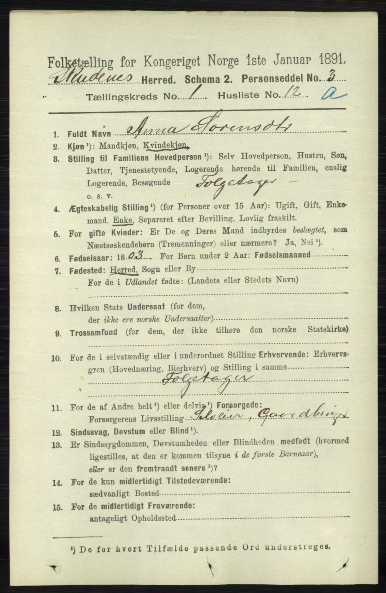 RA, 1891 census for 1150 Skudenes, 1891, p. 179