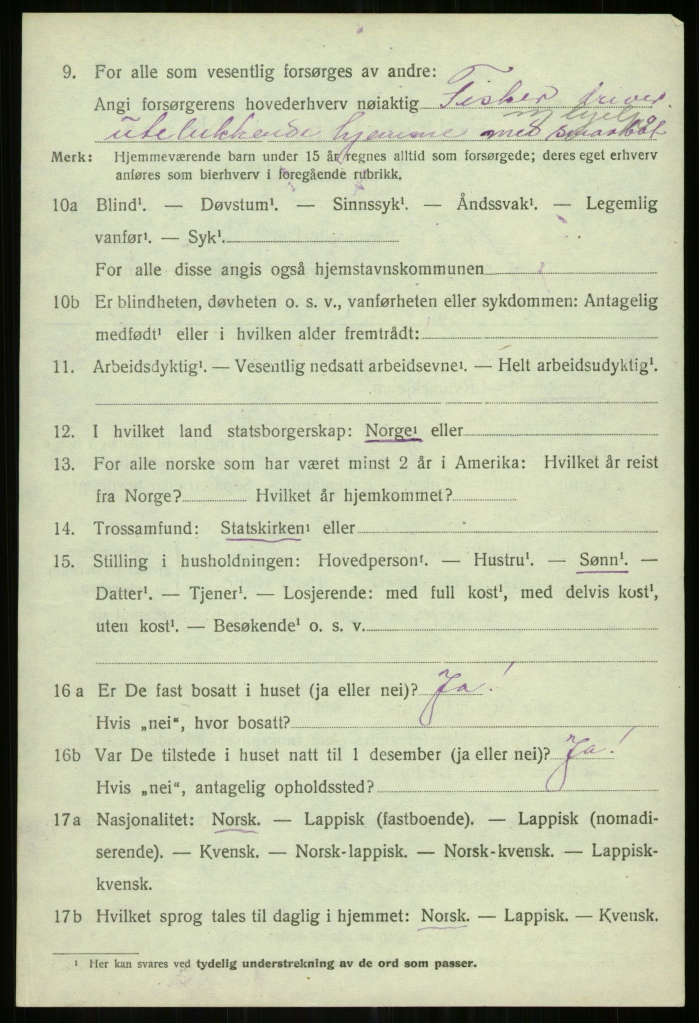 SATØ, 1920 census for Helgøy, 1920, p. 3157