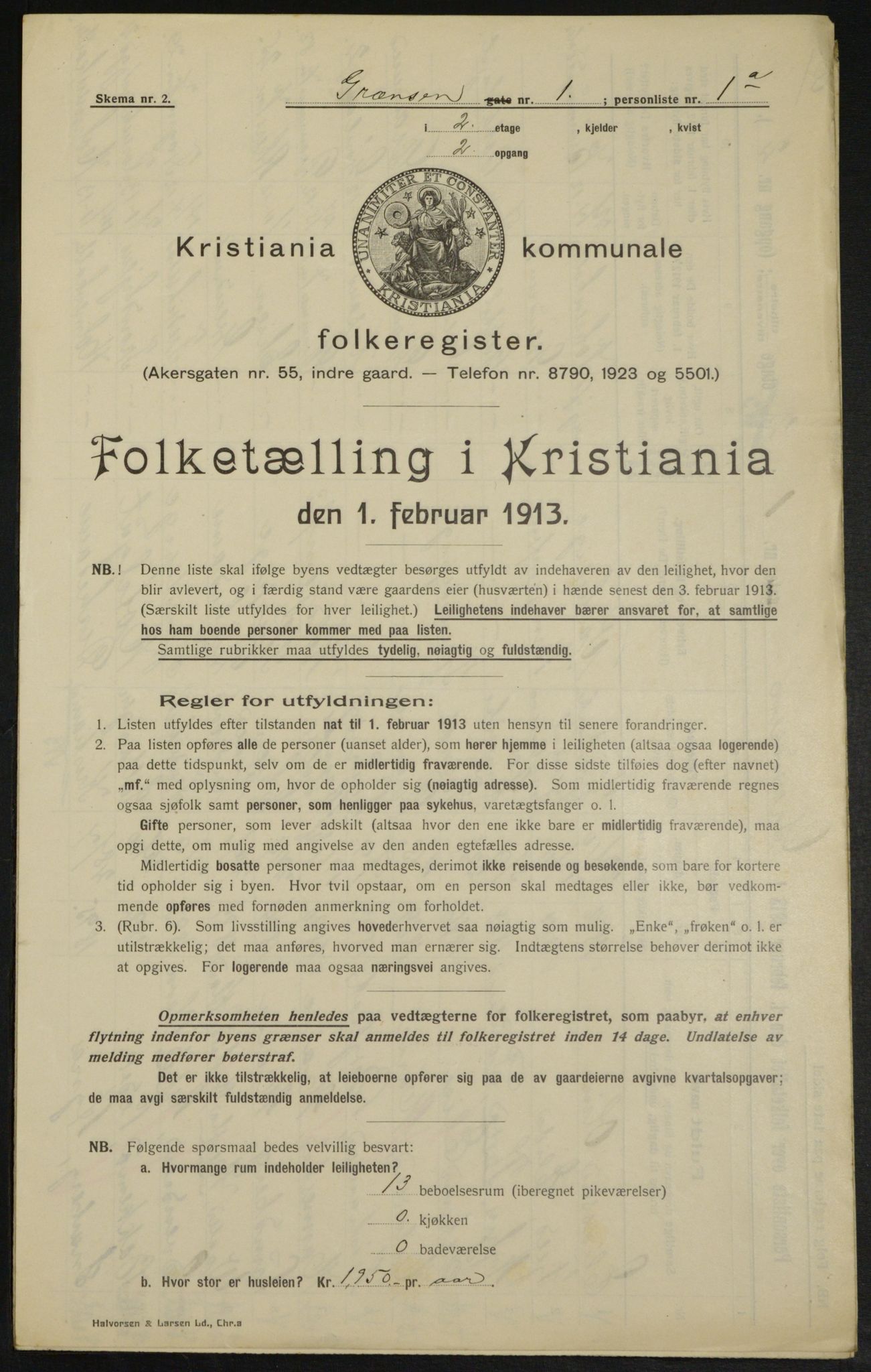 OBA, Municipal Census 1913 for Kristiania, 1913, p. 29780