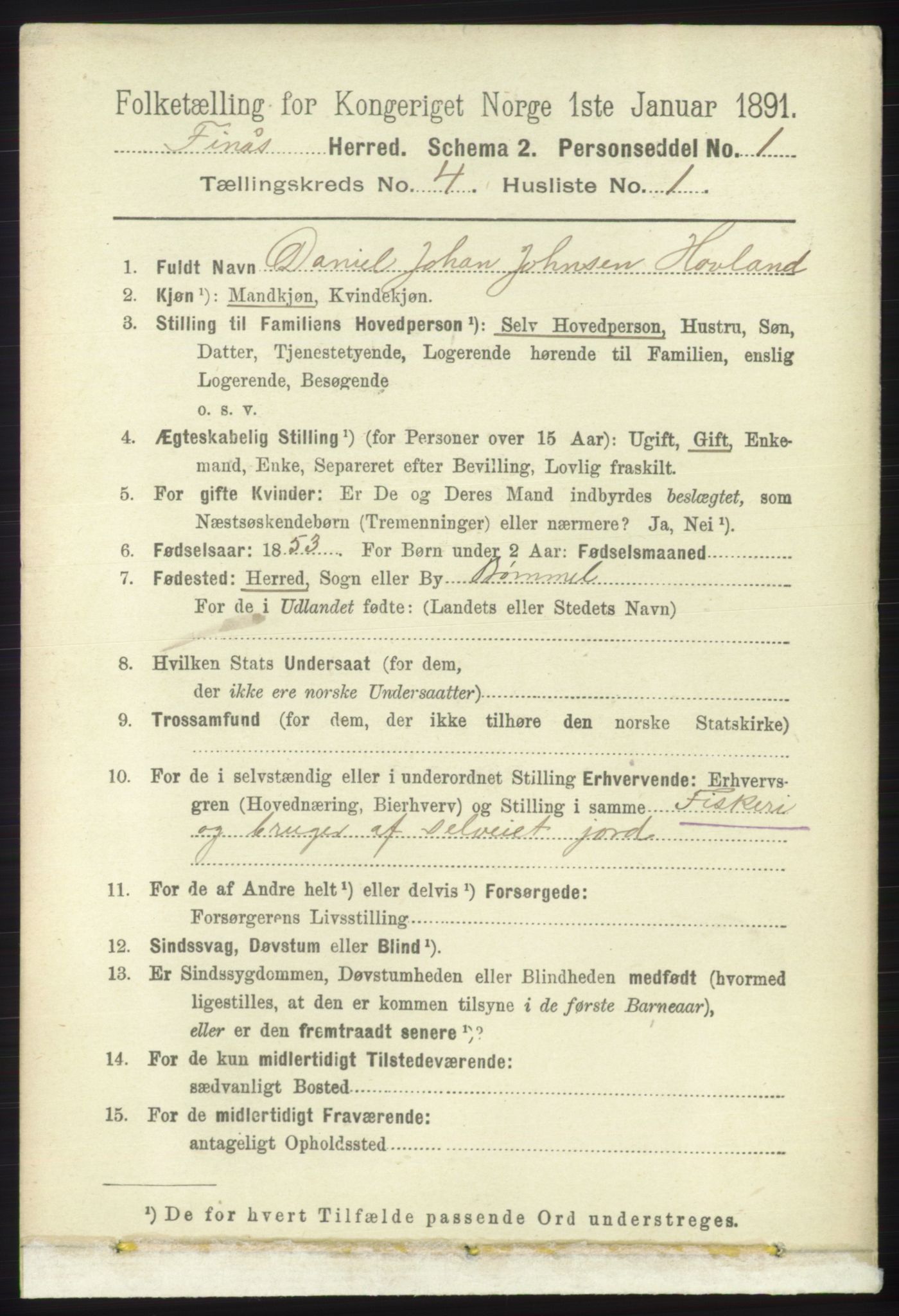 RA, 1891 census for 1218 Finnås, 1891, p. 1675