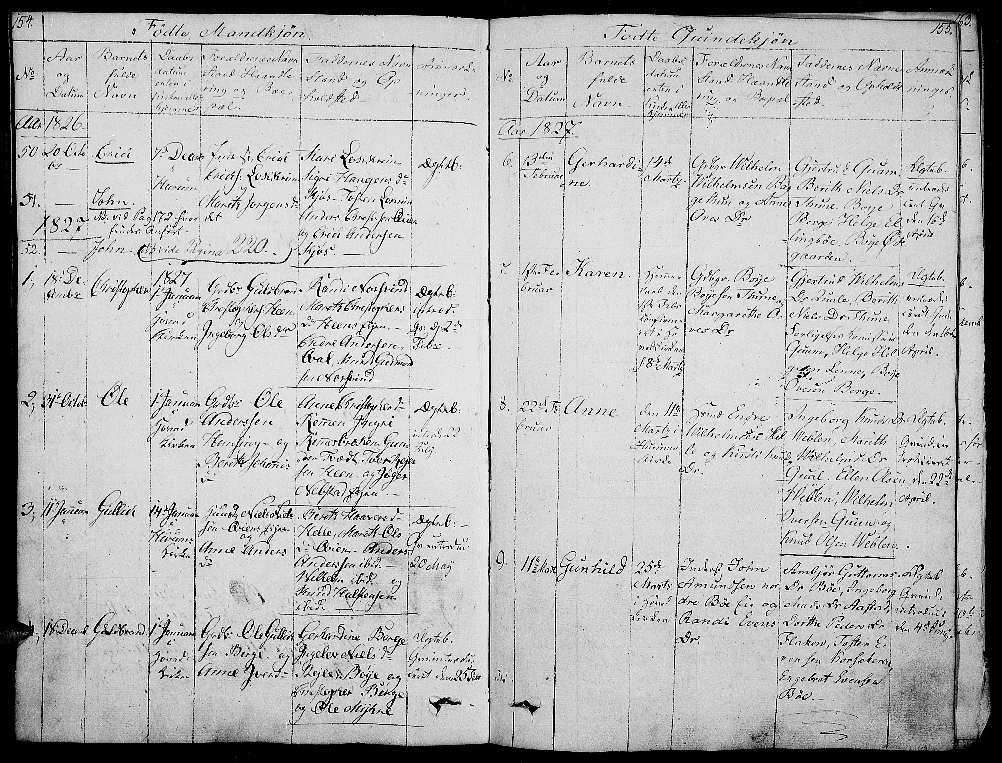 Vang prestekontor, Valdres, SAH/PREST-140/H/Ha/L0003: Parish register (official) no. 3, 1809-1831, p. 154-155