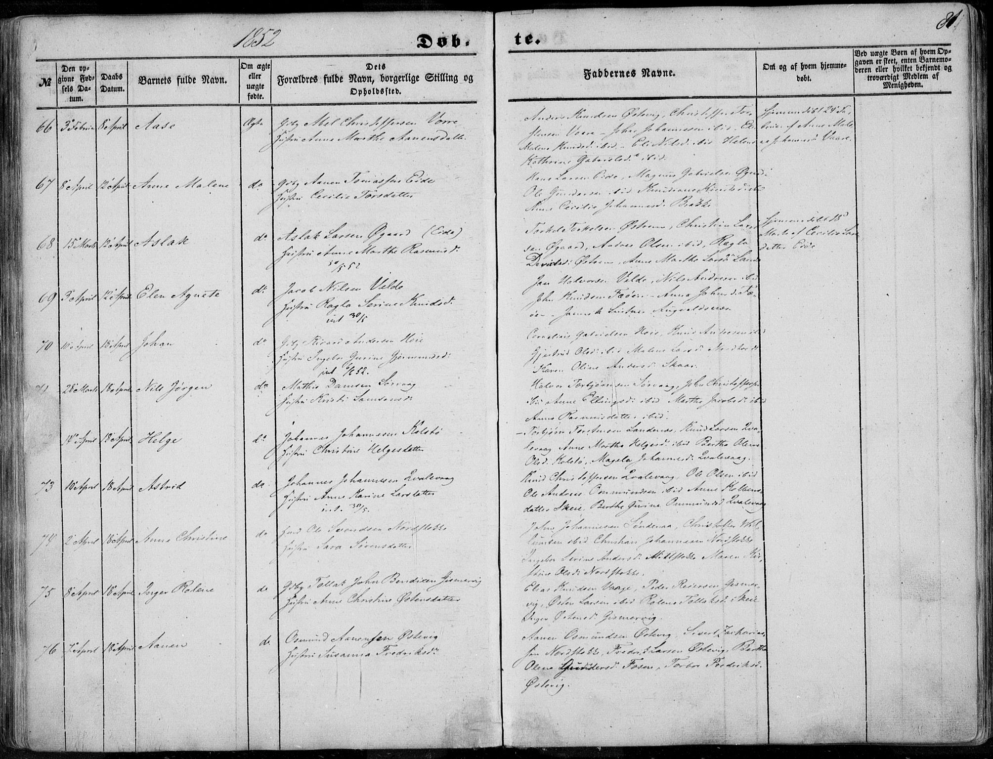 Avaldsnes sokneprestkontor, AV/SAST-A -101851/H/Ha/Haa/L0008: Parish register (official) no. A 8, 1847-1857, p. 81