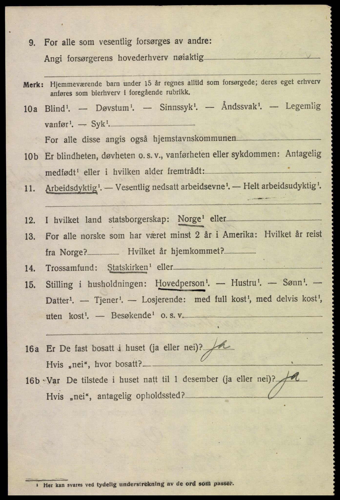 SAK, 1920 census for Hægebostad, 1920, p. 2022
