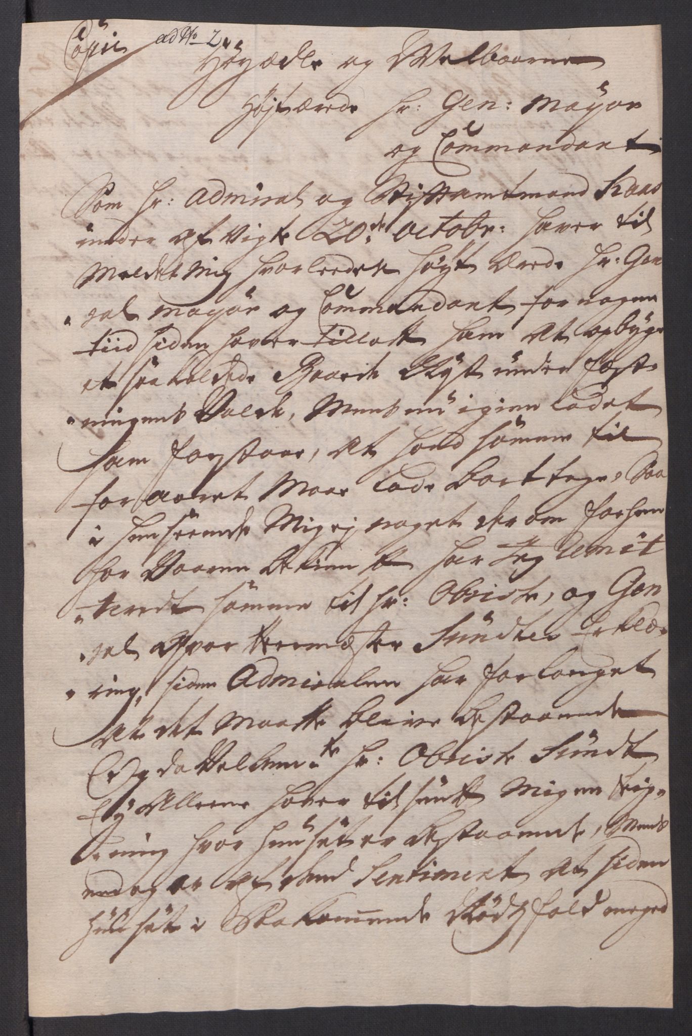 Kommanderende general (KG I) med Det norske krigsdirektorium, AV/RA-EA-5419/D/L0061: Stattholderens, stiftamtmenns og amtmenns brev, 1731-1740, p. 277